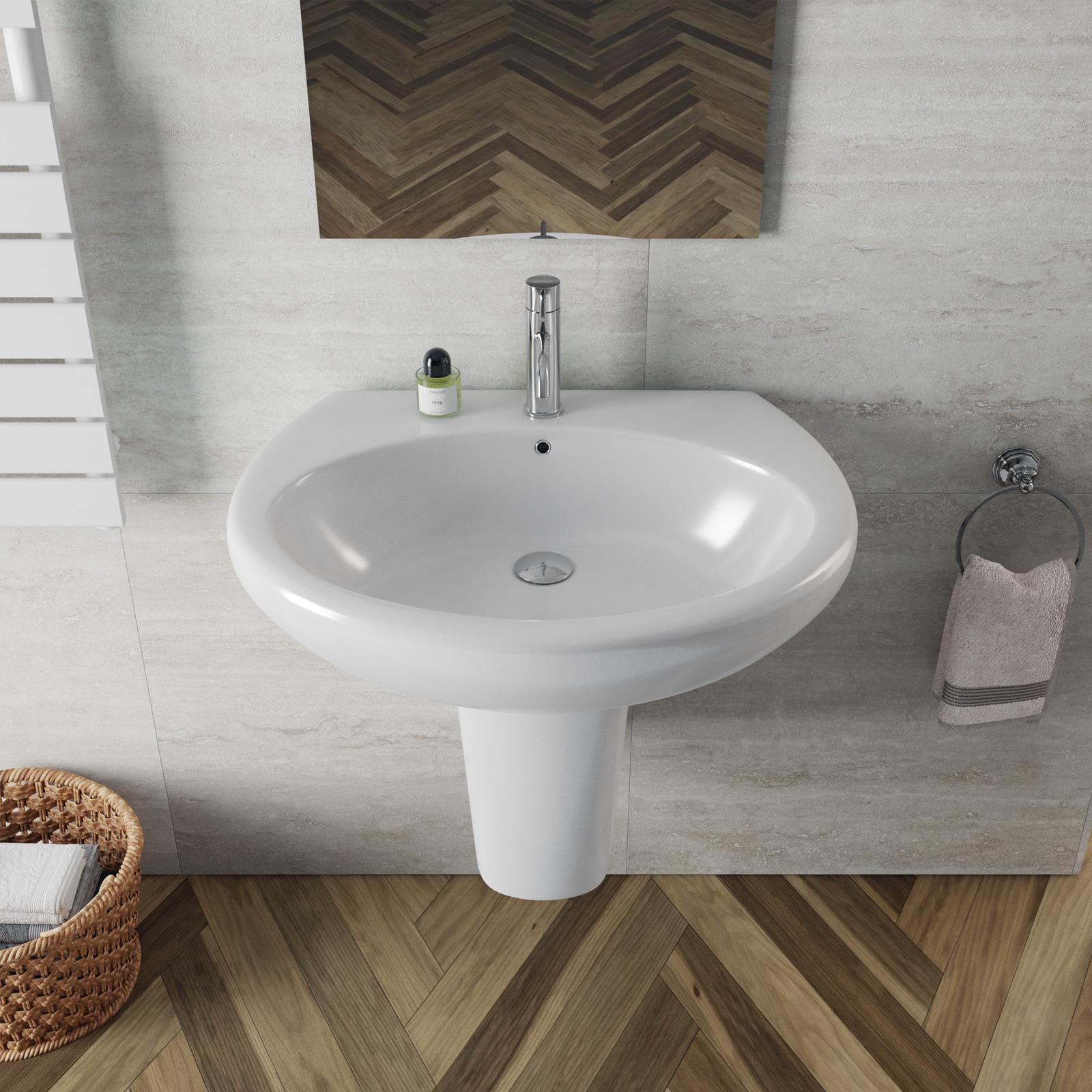 Lavabo con semicolonna 68 cm in ceramica bianco - Clear