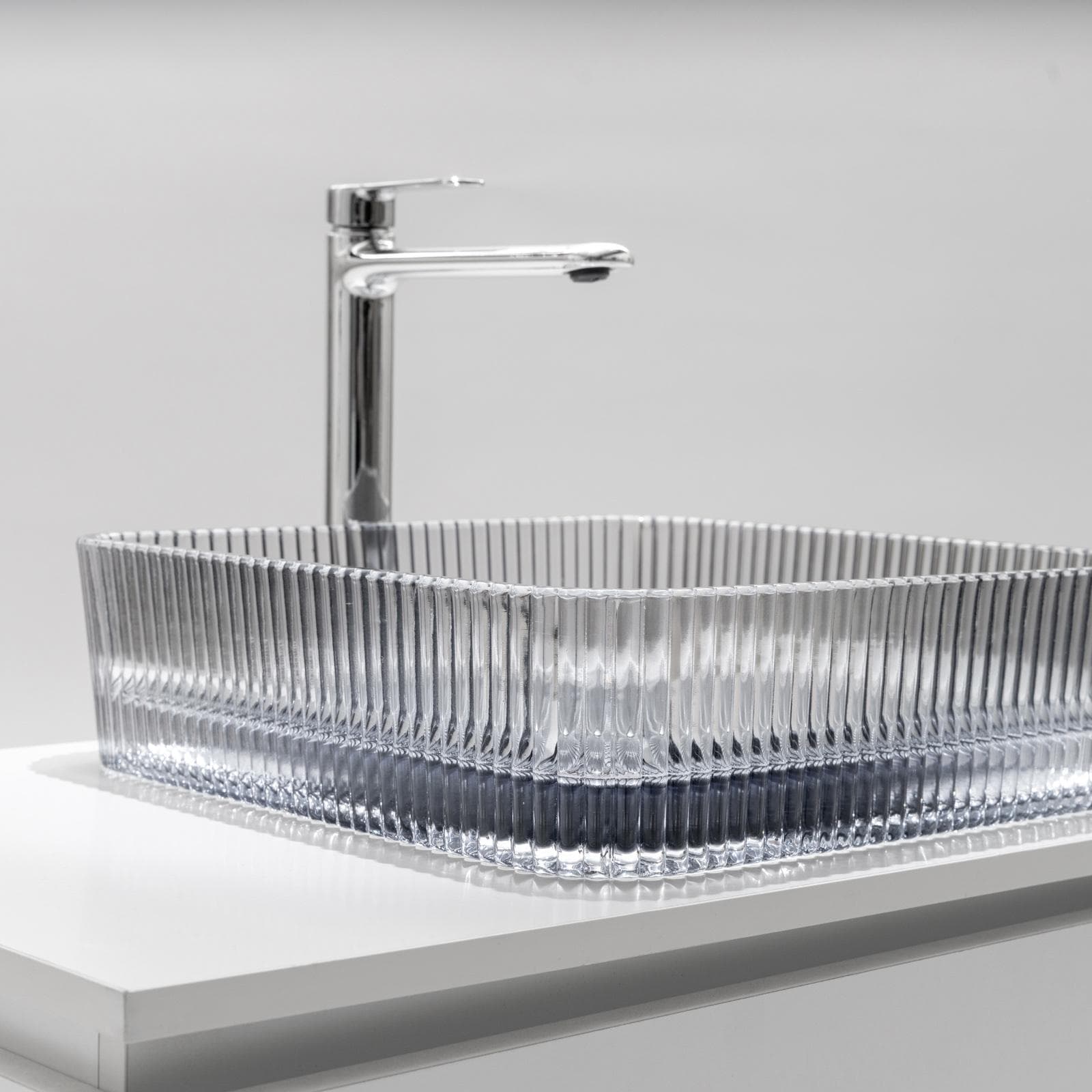 Lavabo d'appoggio in vetro 39x10,5h cm antracite - Jeda