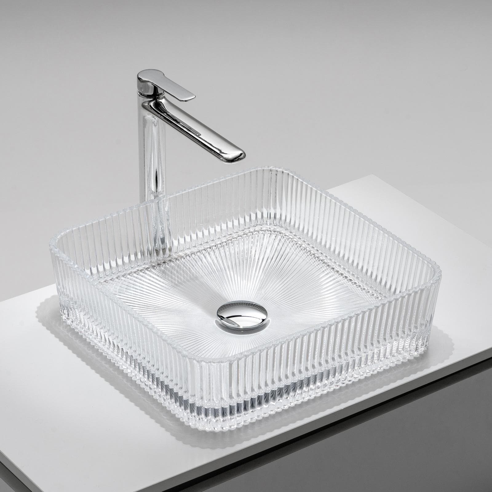 Lavabo d'appoggio in vetro 39x10,5h cm trasparente - Jeda