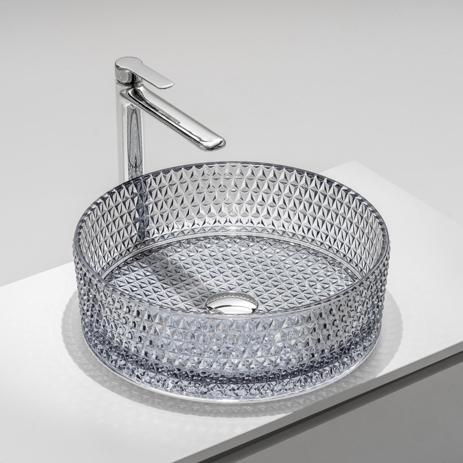 Lavabo d'appoggio in vetro 39x12h cm antracite - Jeda