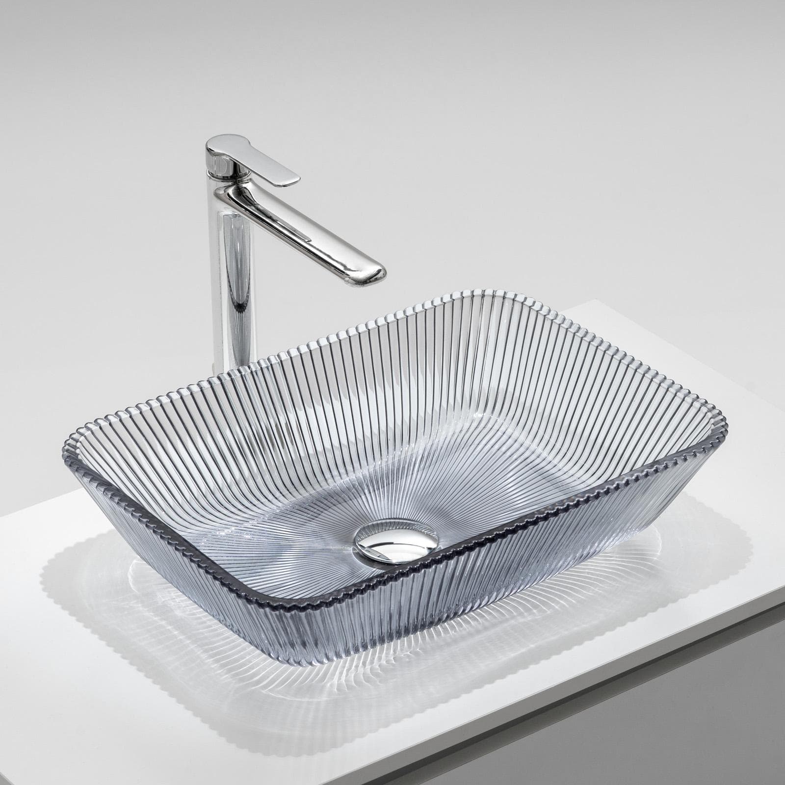 Lavabo d'appoggio in vetro 46x11,5h cm antracite - Jeda