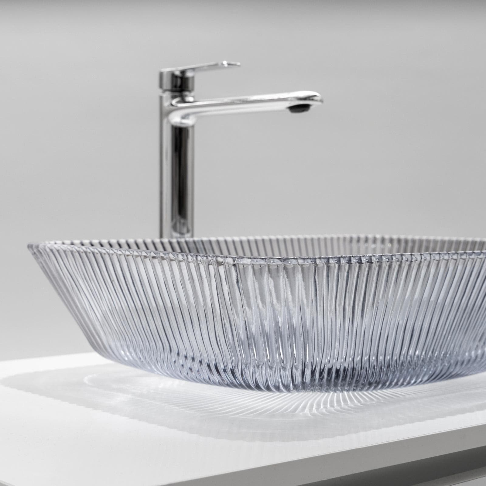 Lavabo d'appoggio in vetro 46x11,5h cm antracite - Jeda