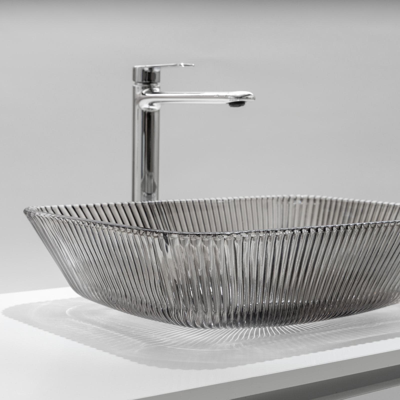 Lavabo d'appoggio in vetro 46x11,5h cm marrone kodiac - Jeda