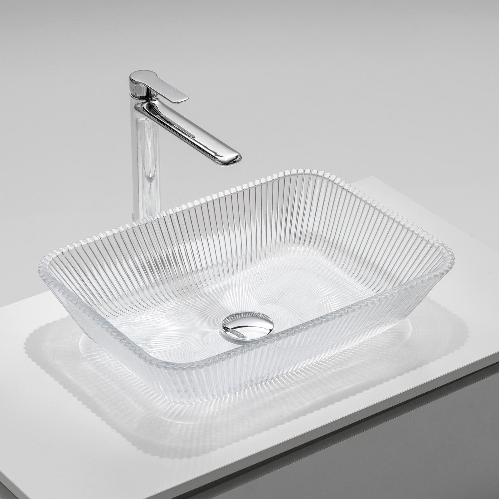 Lavabo d'appoggio in vetro 46x11,5h cm trasparente - Jeda
