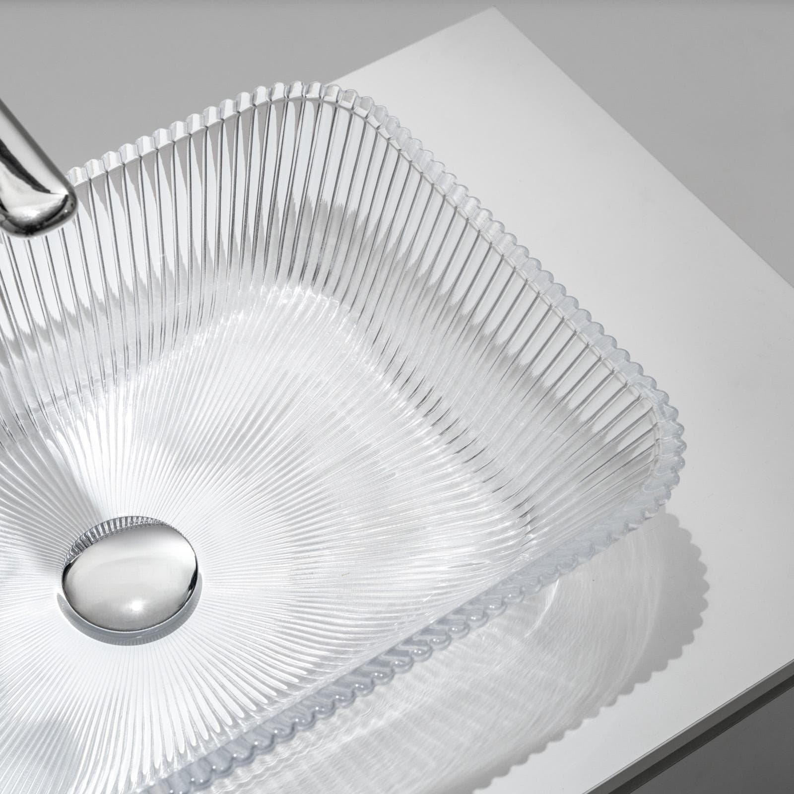 Lavabo d'appoggio in vetro 46x11,5h cm trasparente - Jeda