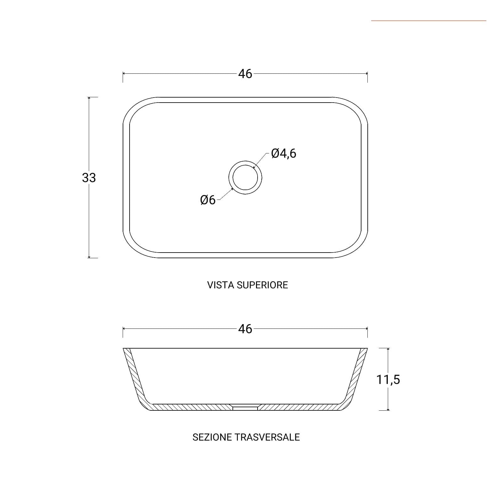 Lavabo d'appoggio in vetro 46x11,5h cm trasparente - Jeda