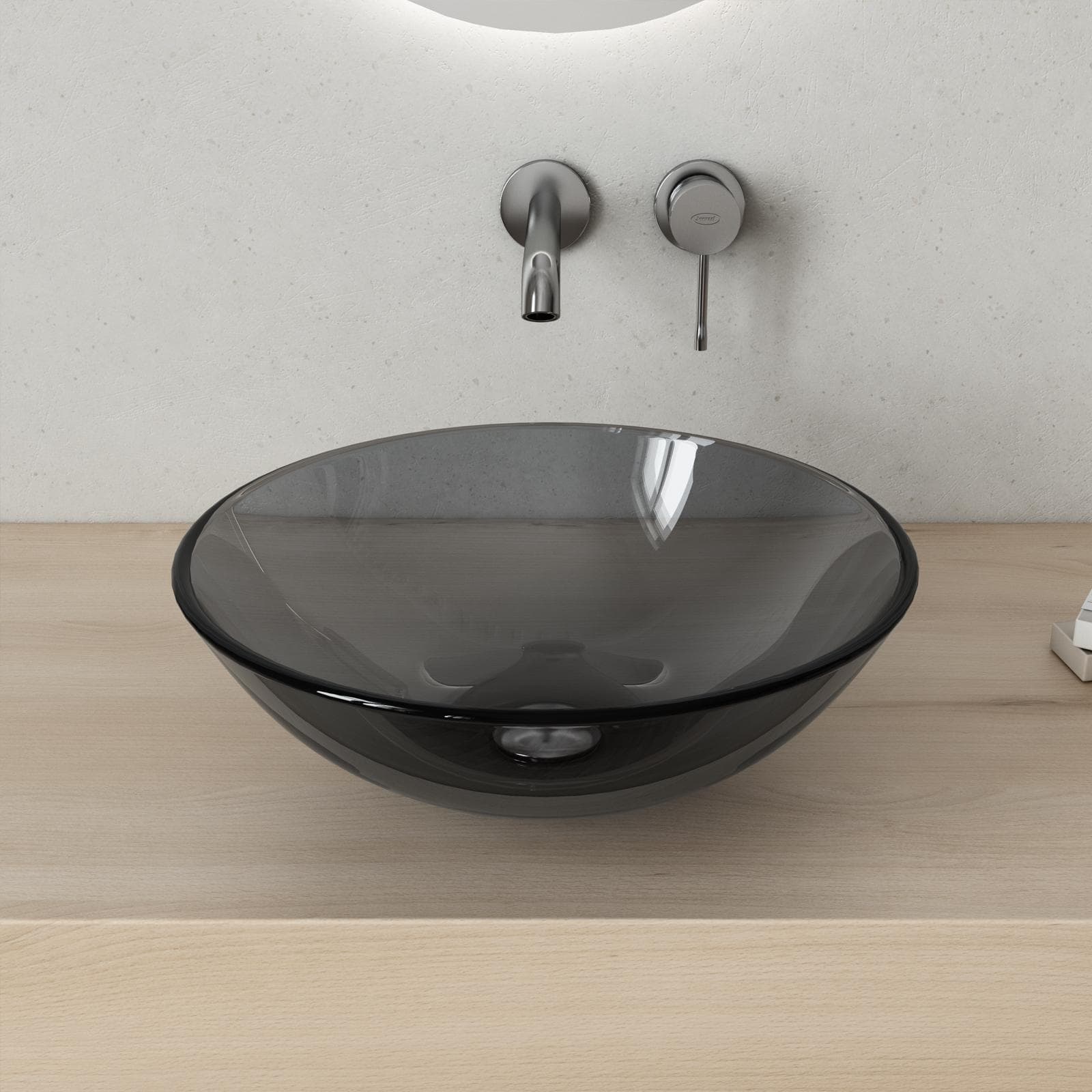 Lavabo da appoggio Ø 39 cm in vetro antracite - Esme