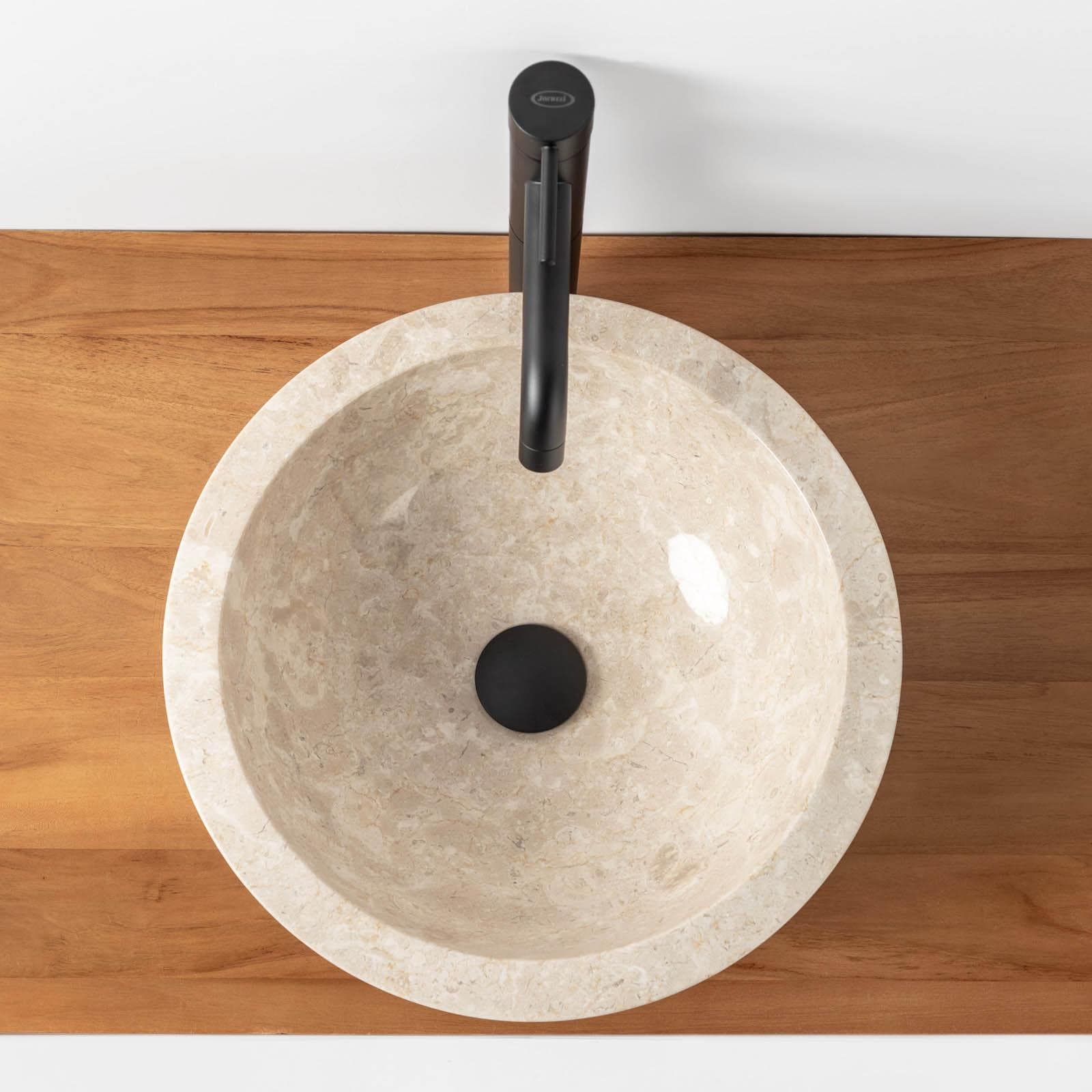 Lavabo da appoggio 40 cm marmo lucido crema - Artizan