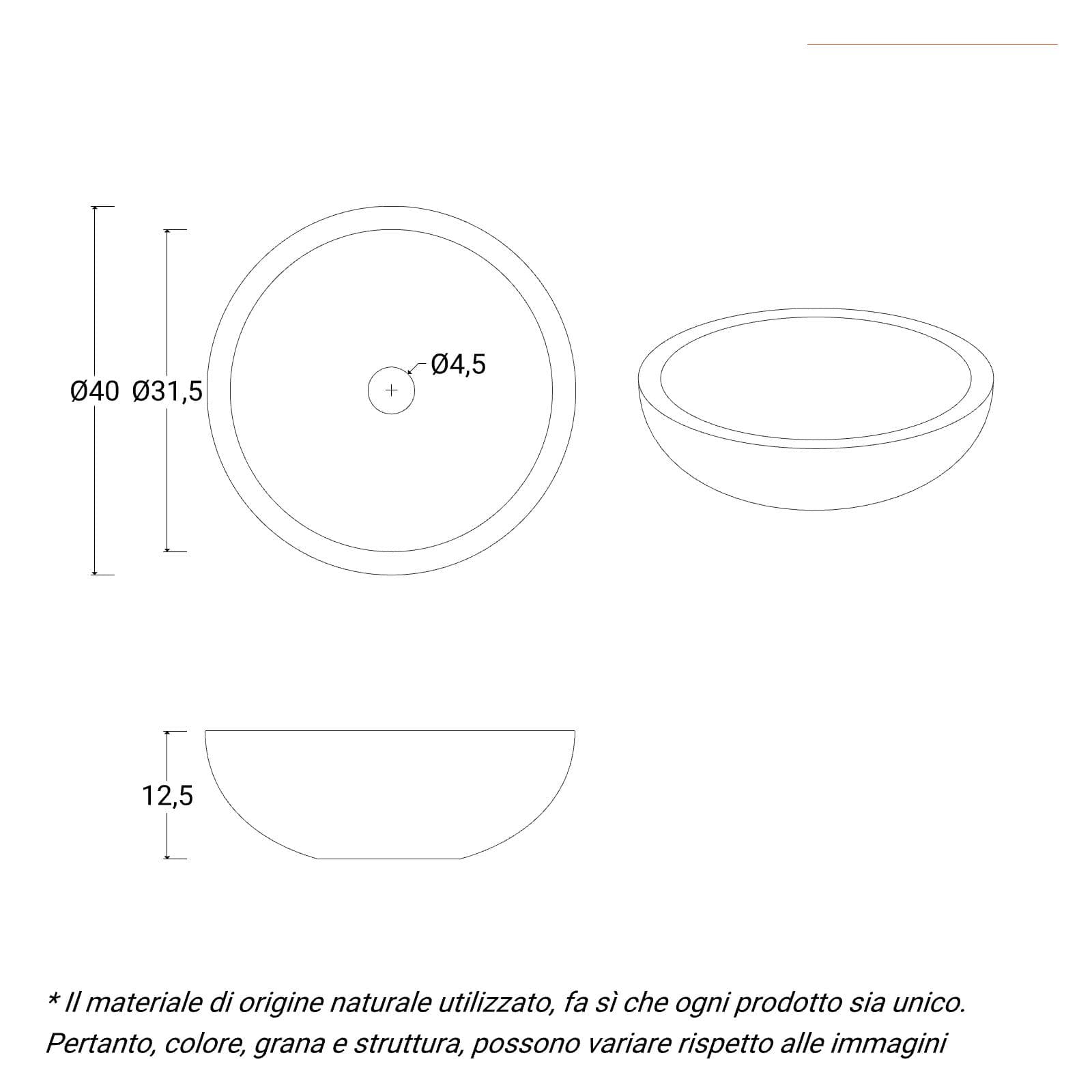 Lavabo da appoggio 40 cm marmo lucido crema - Artizan