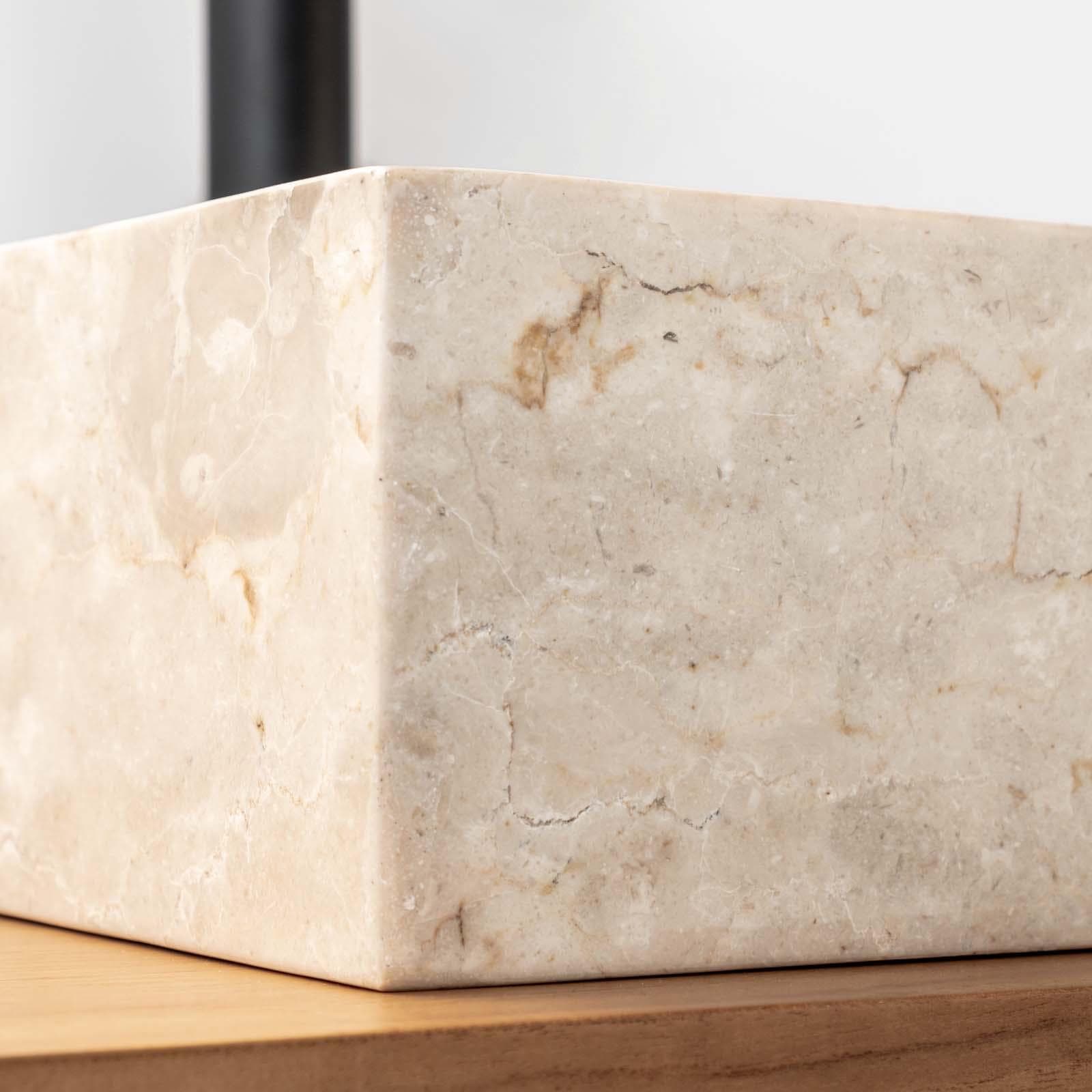 Lavabo da appoggio 40x40 cm in marmo crema lucido - Artizan