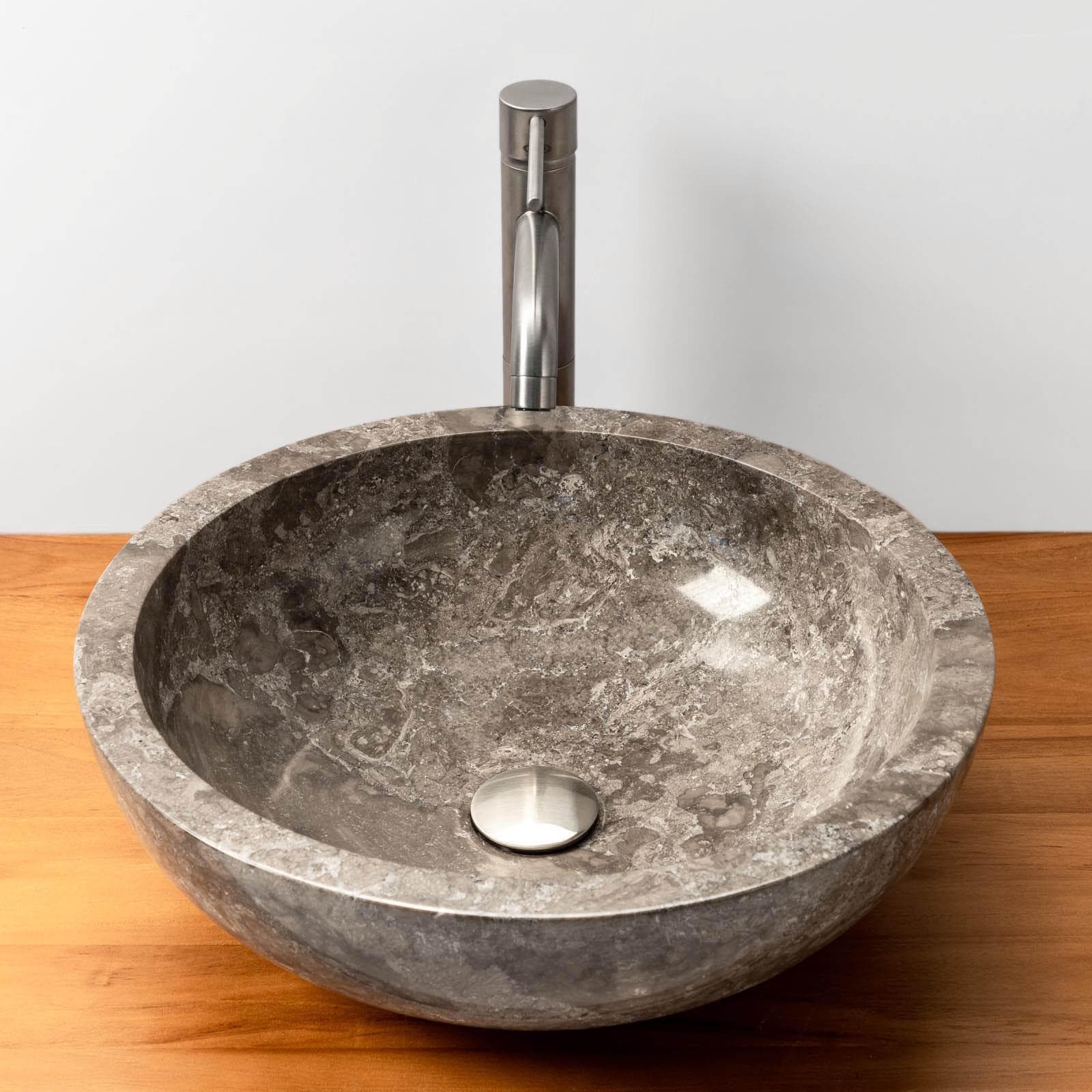 Lavabo da appoggio 45 cm in marmo lucido grigio - Artizan