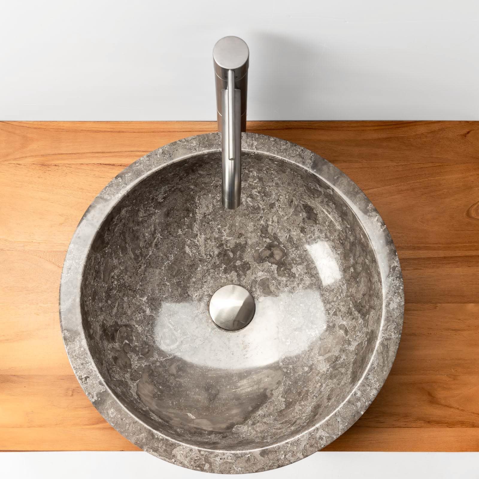Lavabo da appoggio 45 cm in marmo lucido grigio - Artizan