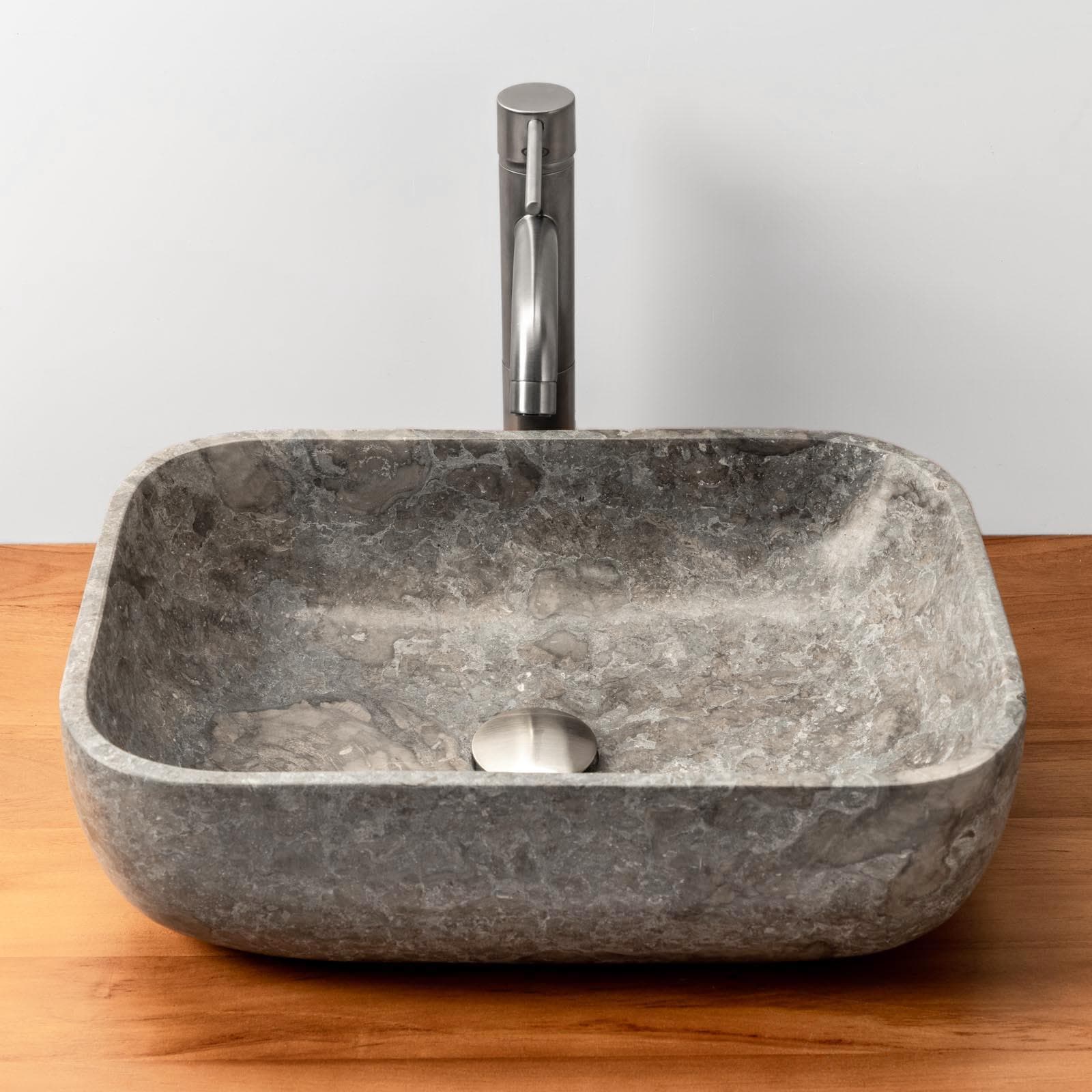 Lavabo da appoggio 45x35 cm in marmo satinato grigio - Artizan