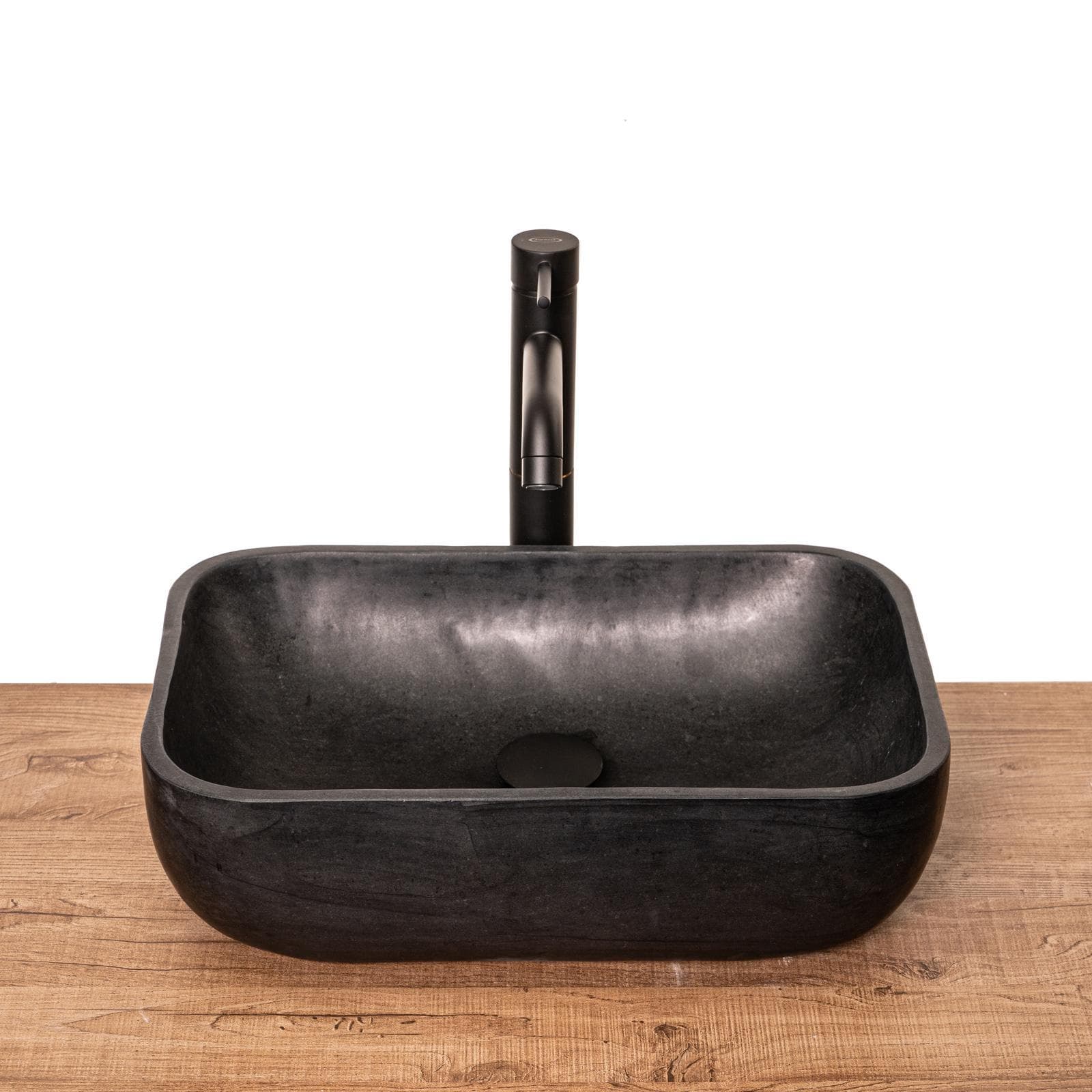 Lavabo da appoggio 45x35 cm in pietra nero satinato - Artizan