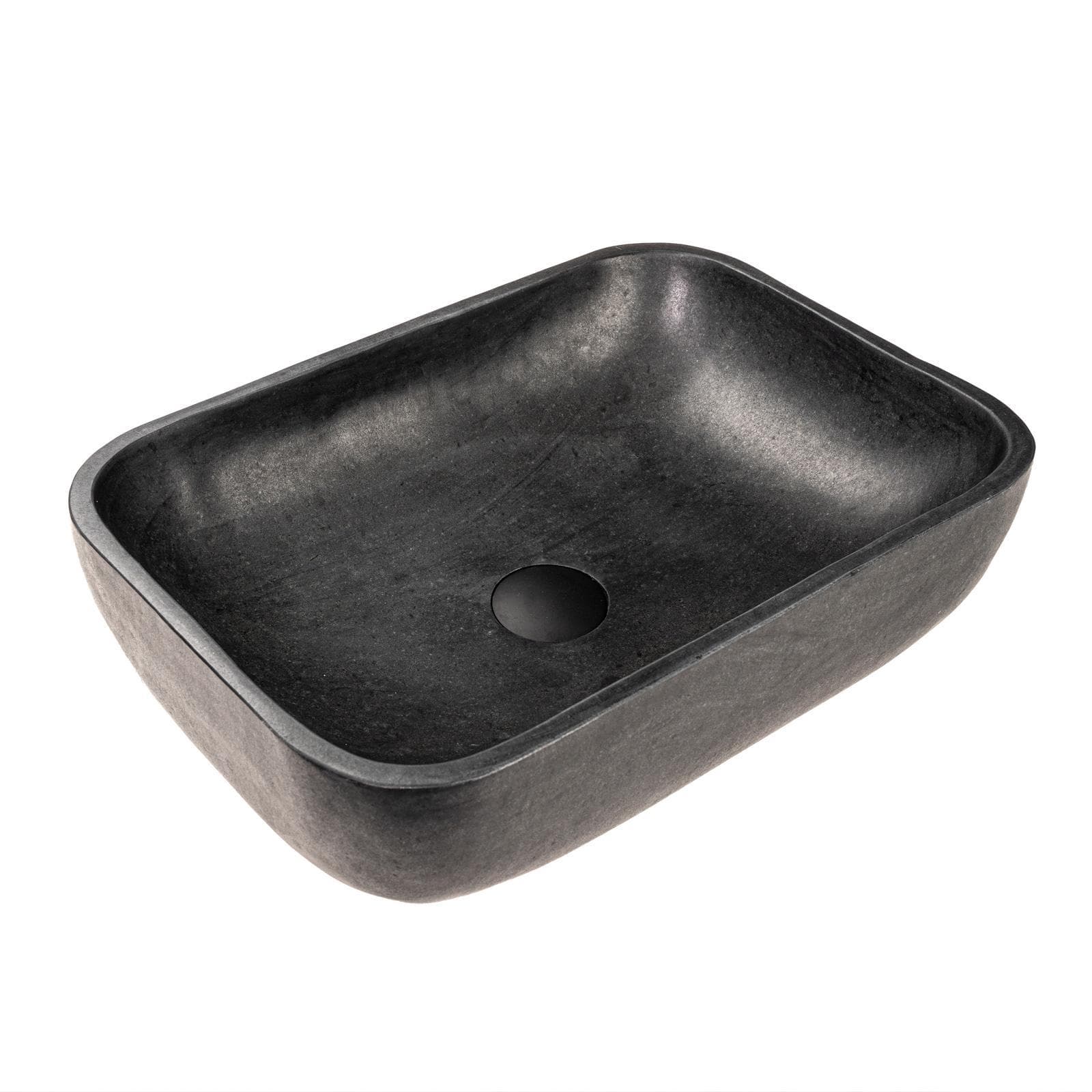 Lavabo da appoggio 45x35 cm in pietra nero satinato - Artizan