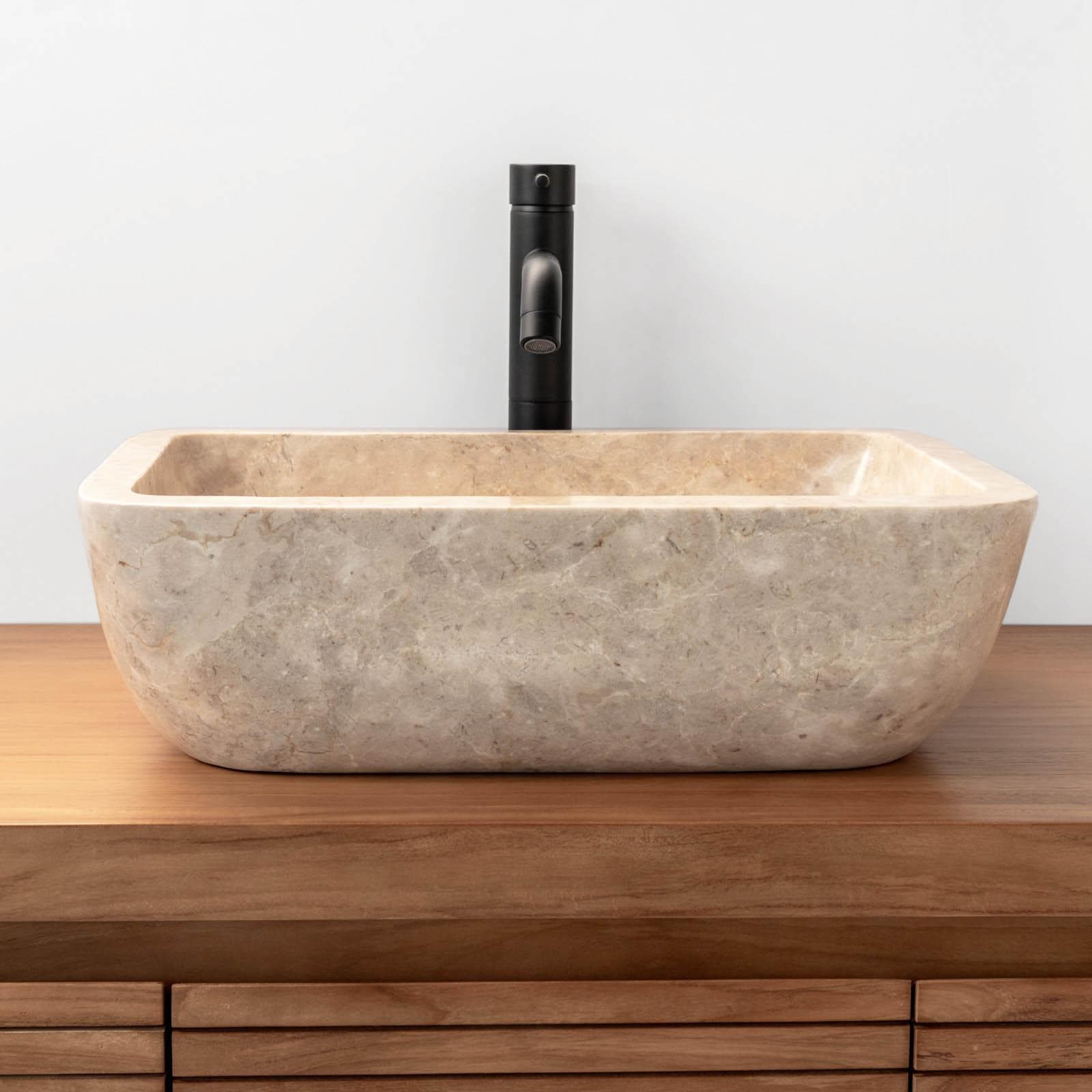 Lavabo da appoggio 50x35 cm in marmo lucido crema - Artizan