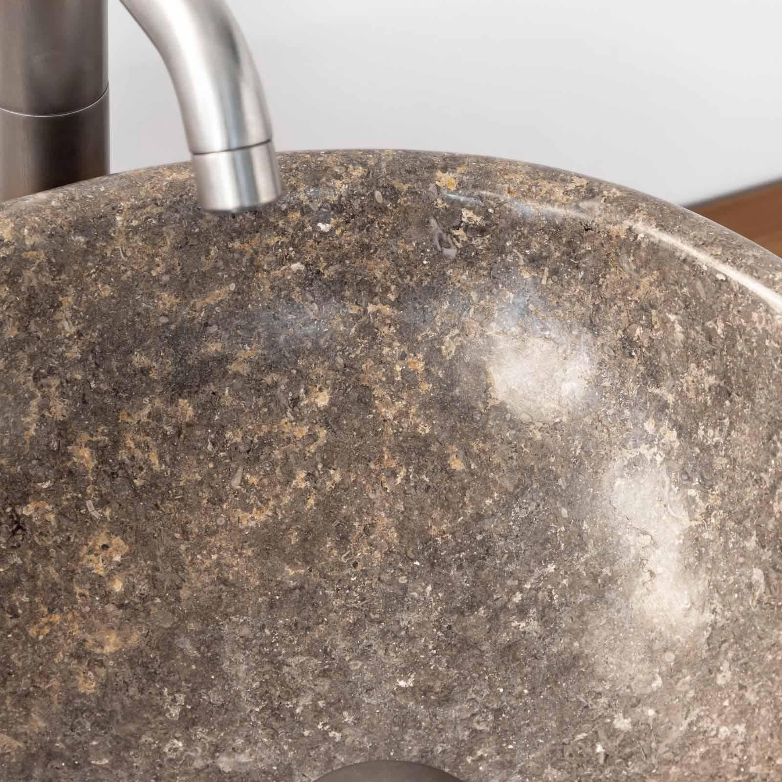 Lavabo da appoggio 50x40 cm in marmo lucido grigio - Artizan