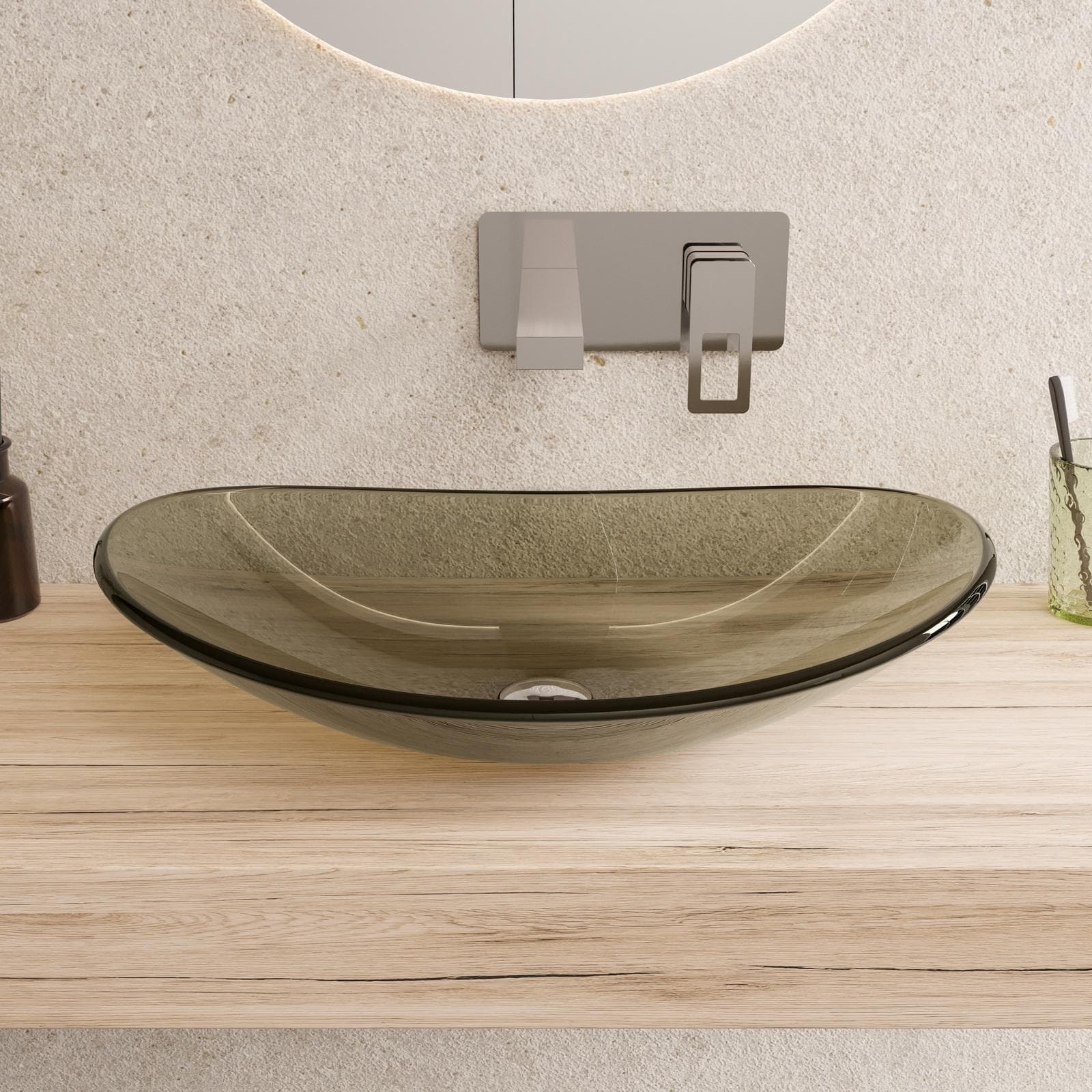 Lavabo da appoggio 53x35 cm in vetro marrone - Esme