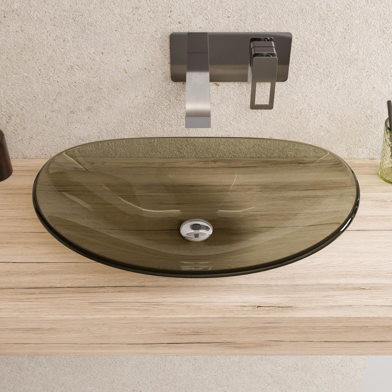 Lavabo da appoggio 53x35 cm in vetro marrone - Esme