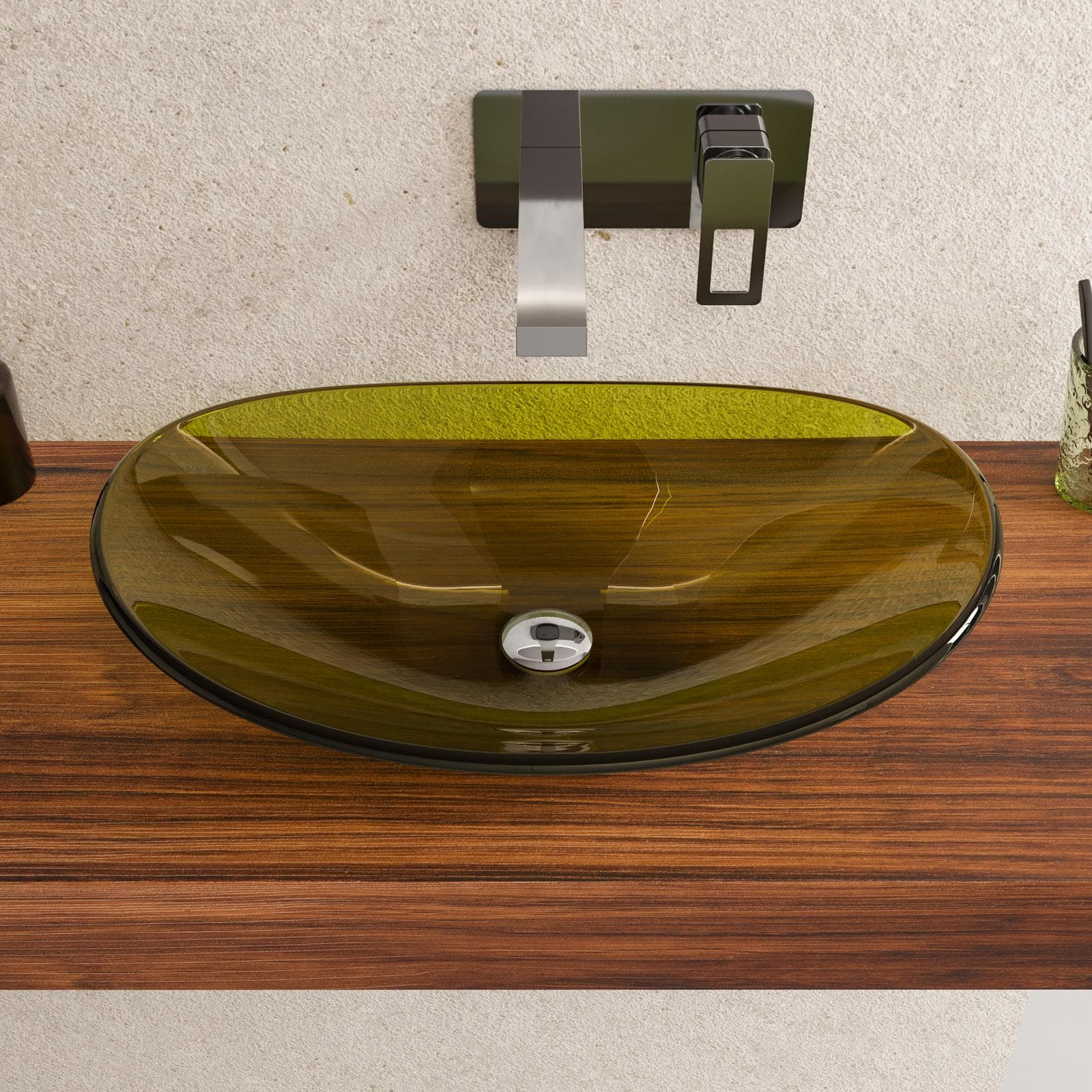 Lavabo da appoggio 53x35 cm in vetro verde - Esme
