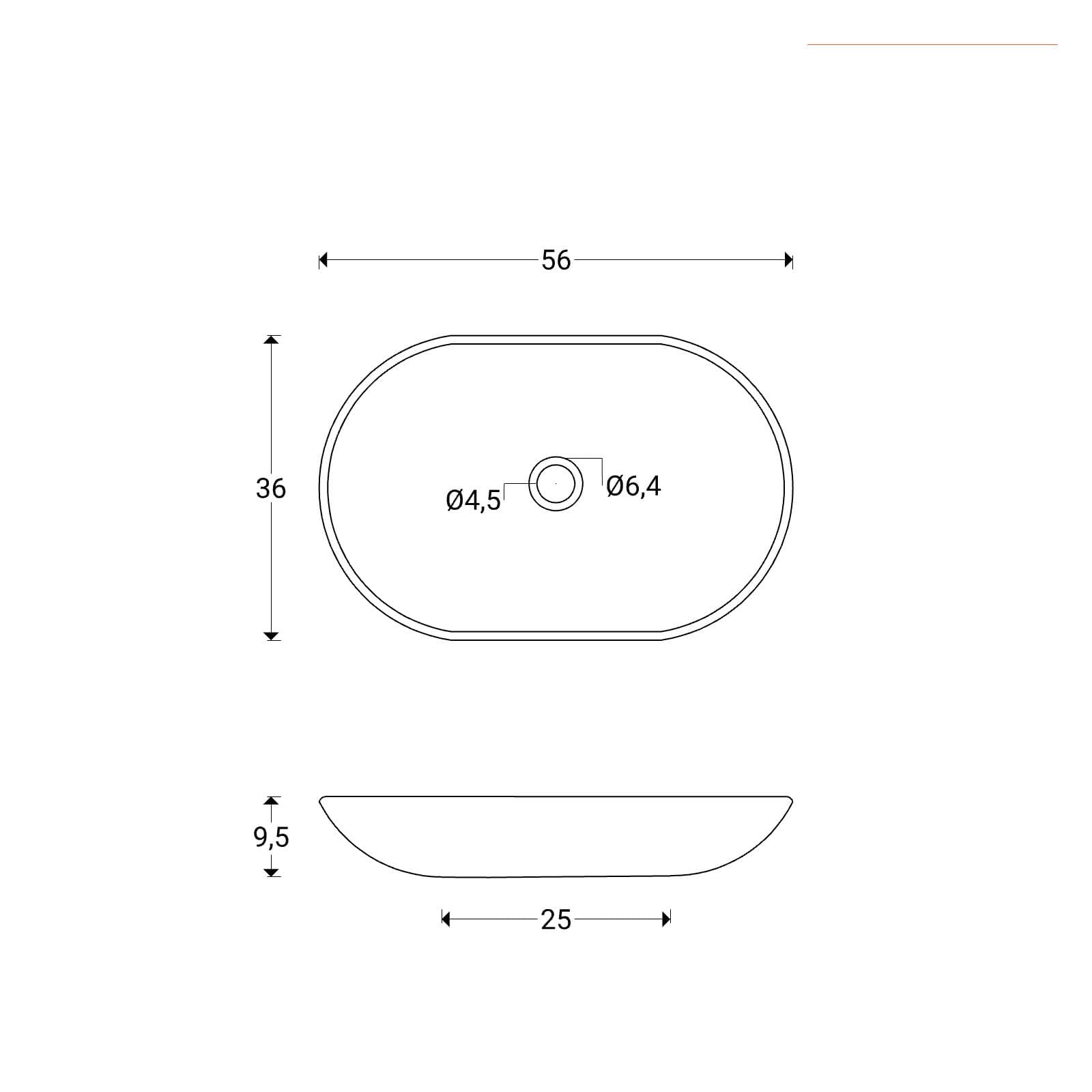Lavabo da appoggio 56 x 36 cm in vetro antracite - Esme