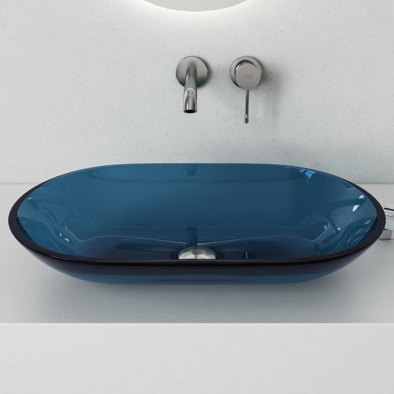 Lavabo da appoggio 56 x 36 cm in vetro blu - Esme