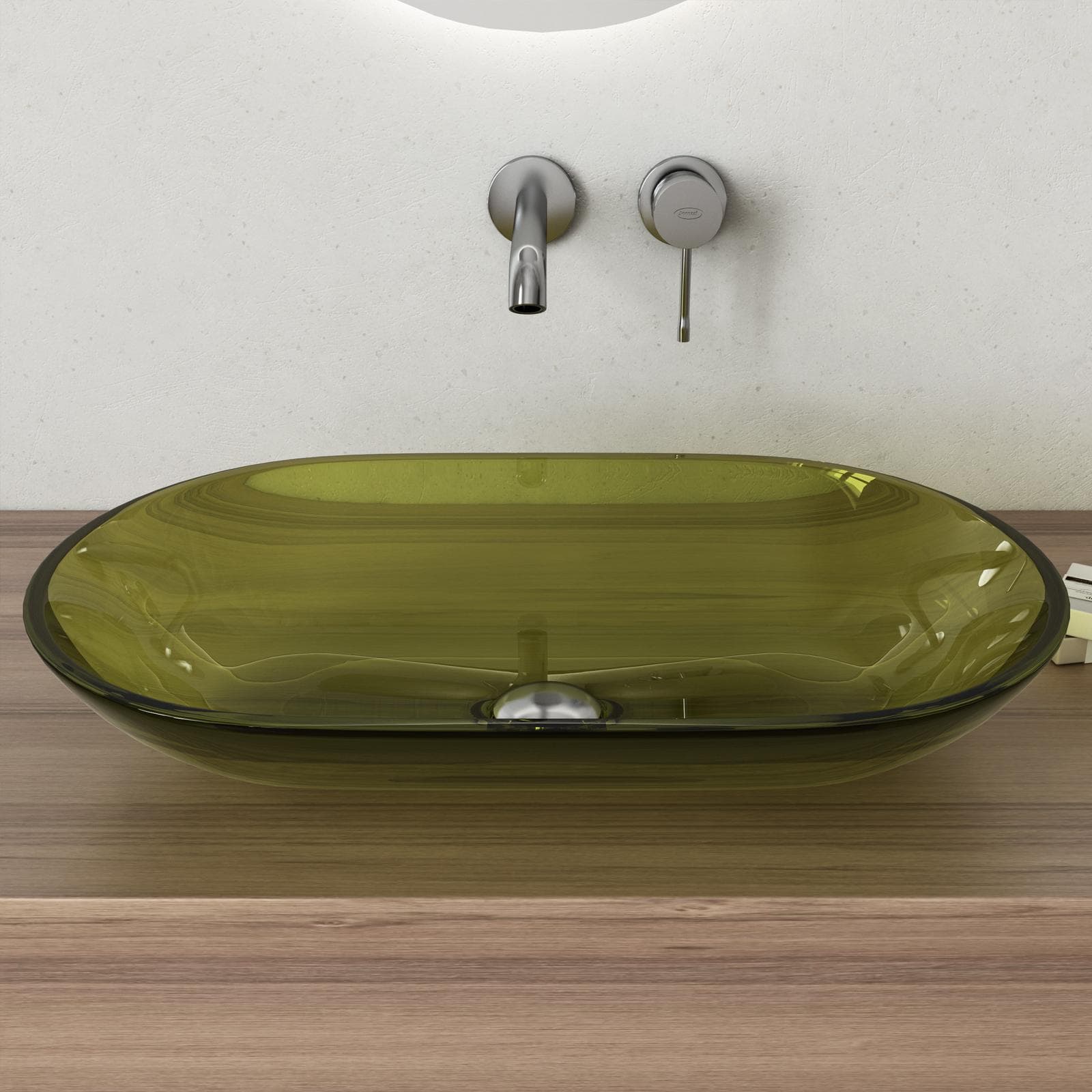 Lavabo da appoggio 56 x 36 cm in vetro verde bosco - Esme