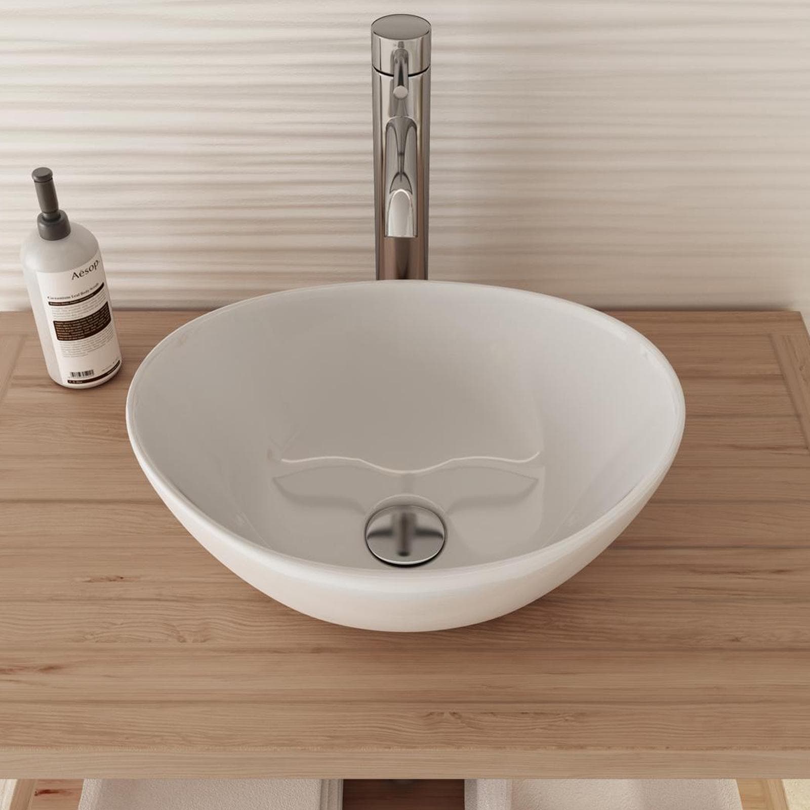 Lavabo da appoggio in ceramica bianco lucido 40 x 33 cm
