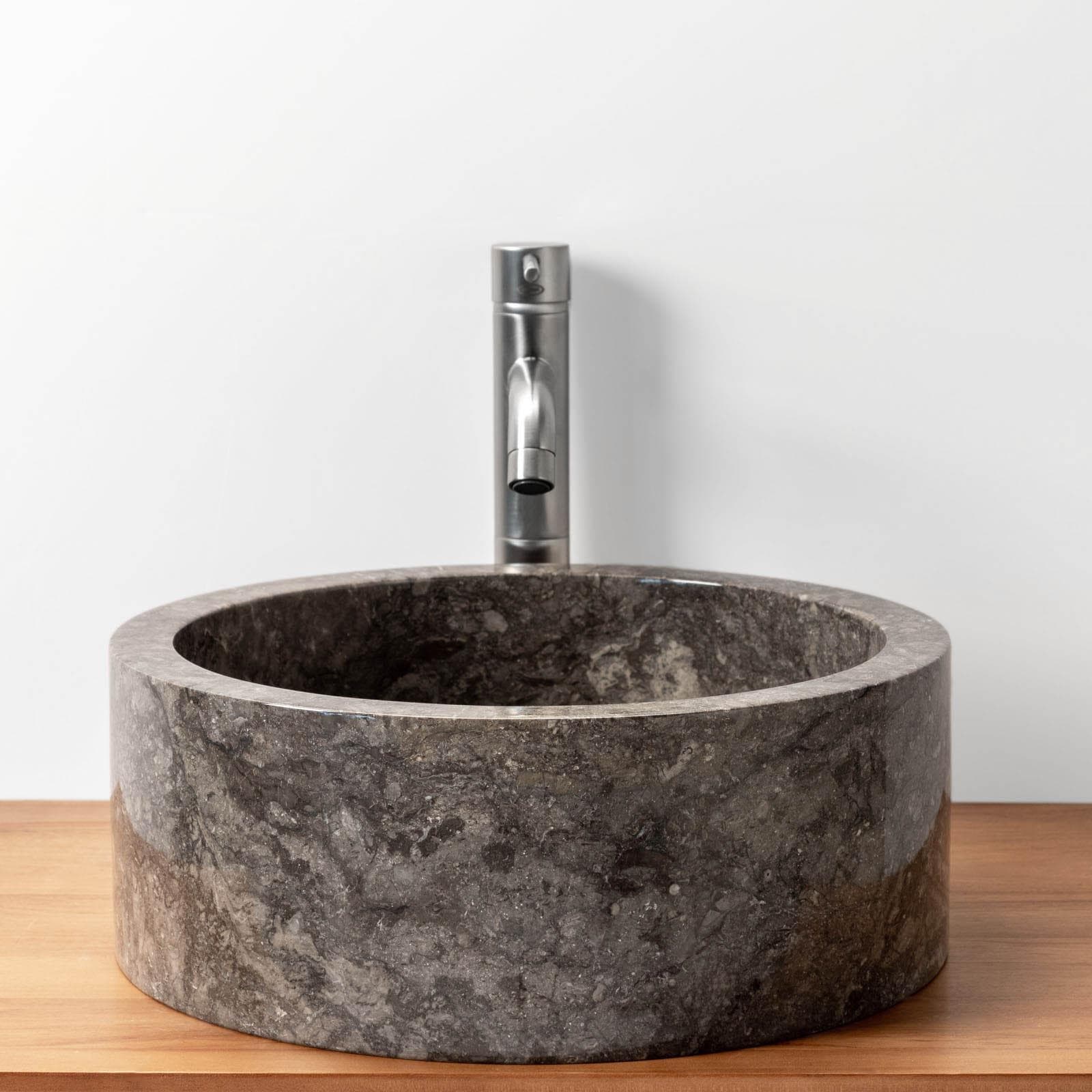Lavabo da appoggio 40 cm in marmo grigio chiaro - Artizan