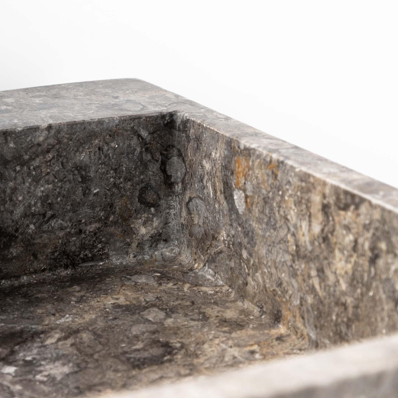 Lavabo da appoggio monoforo 40x40 cm in marmo grigio lucido - Artizan