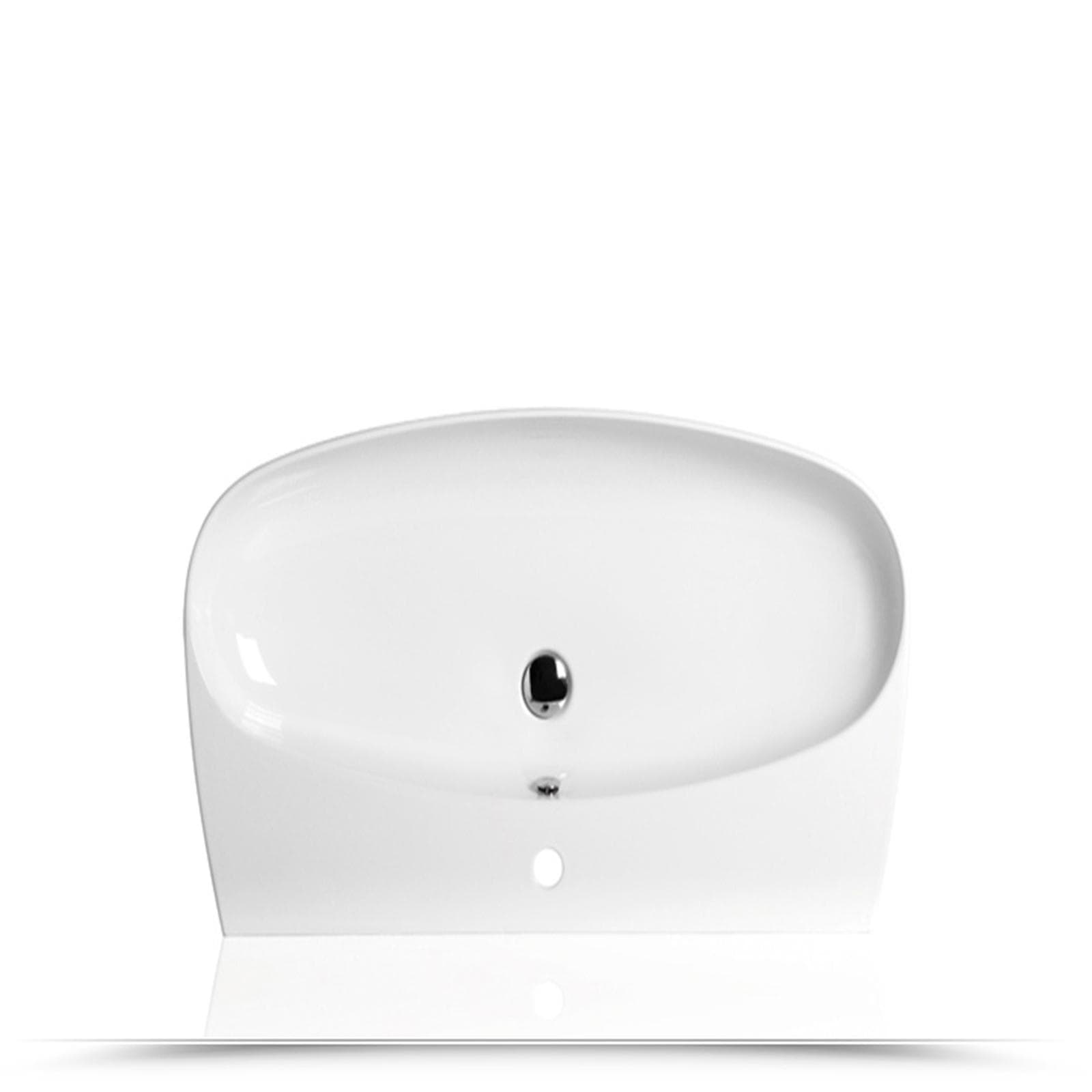 Lavabo da appoggio o sospeso monoforo in ceramica color bianco lucido cm 100 - Vignoni di Simas