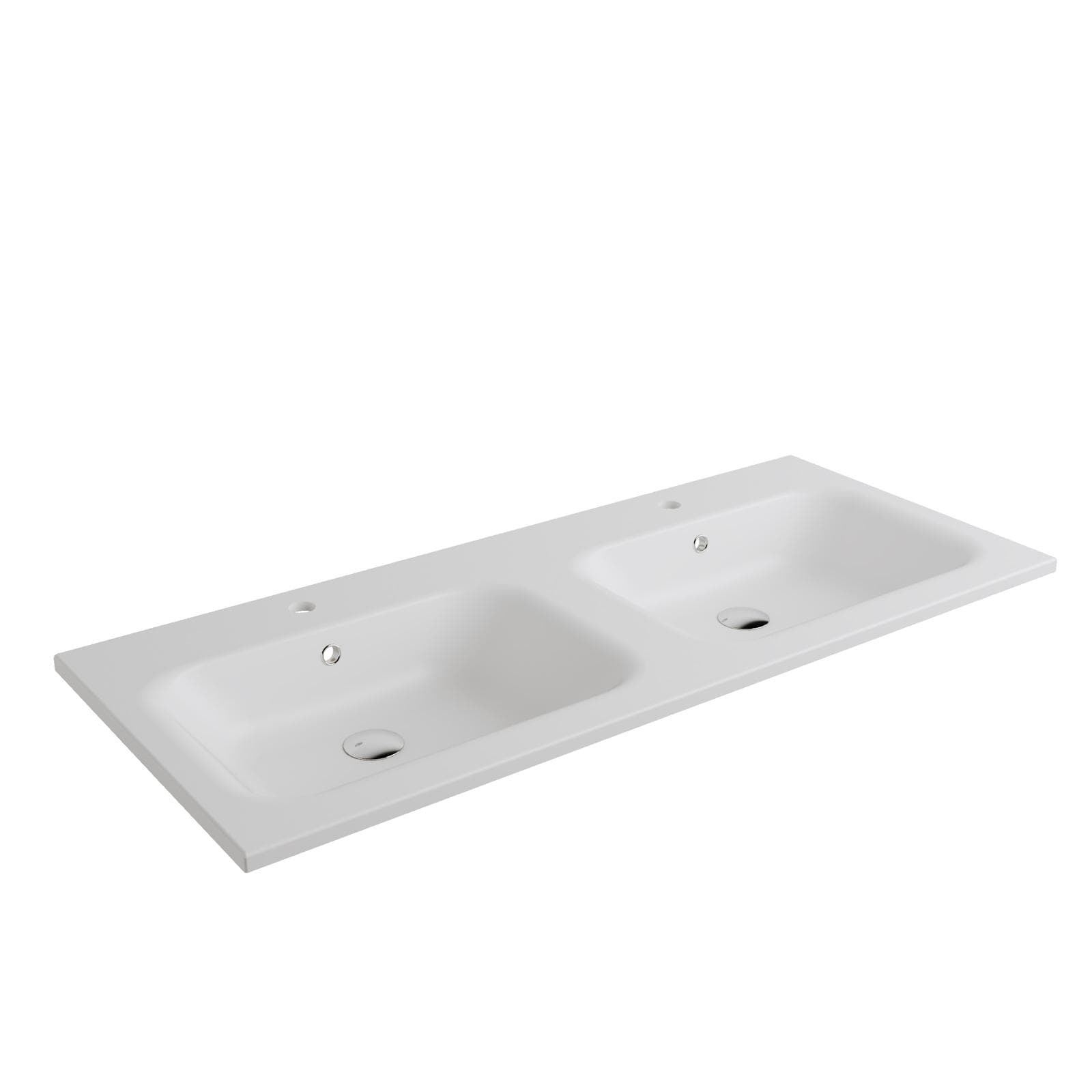 Lavabo da incasso 121x51 con doppia vasca in mineralmarmo bianco opaco - Meda