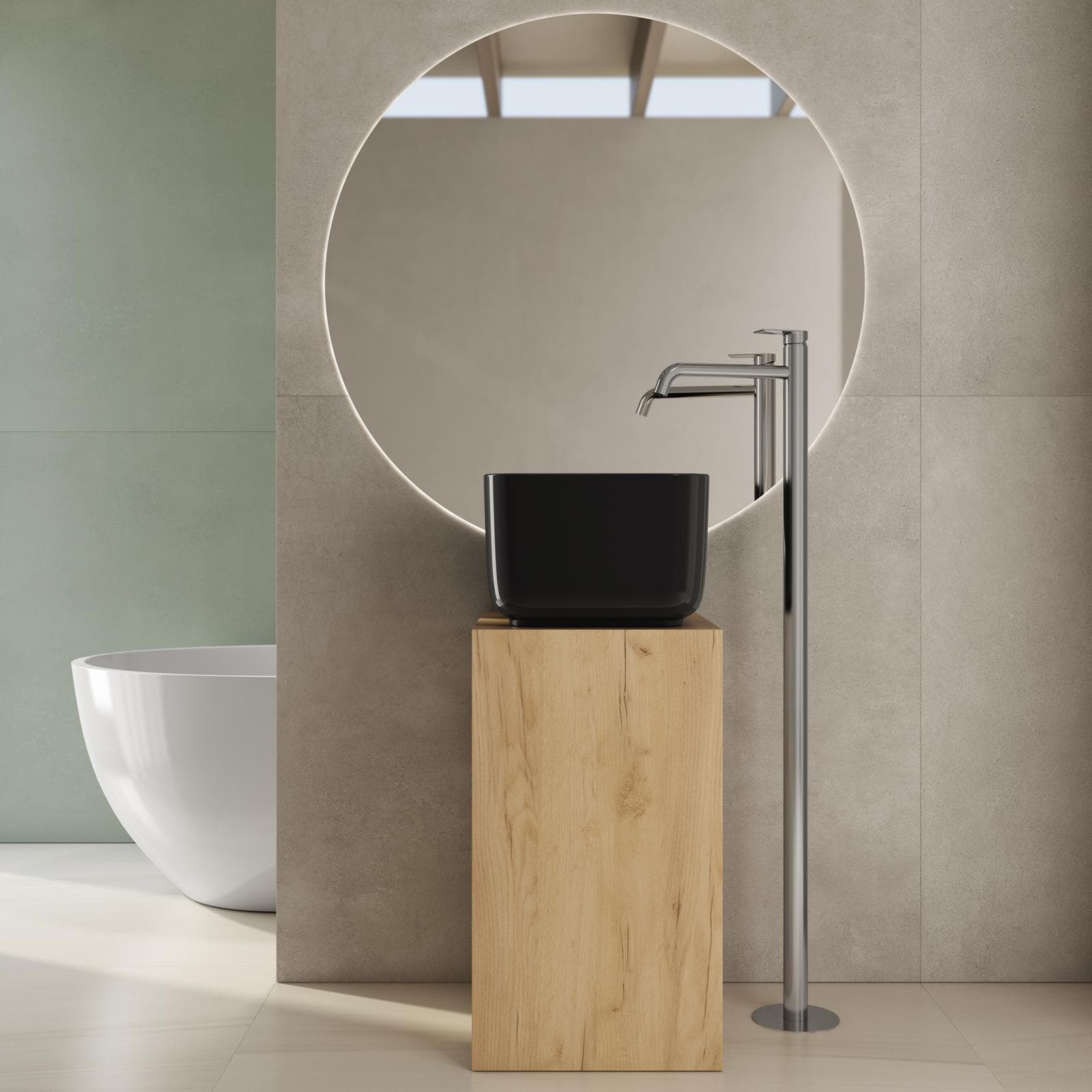 Lavabo d'appoggio 36,5x24,5 h cm nero lucido - Capital