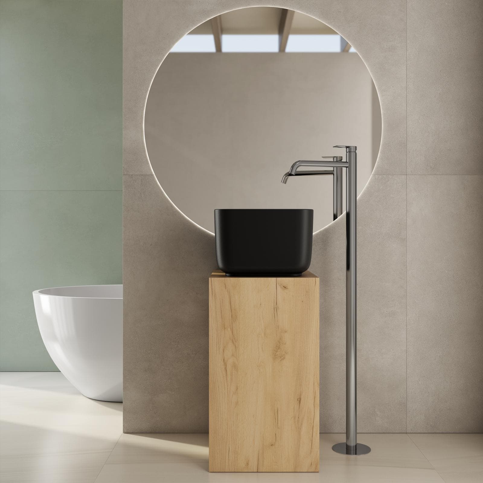 Lavabo d'appoggio 36,5x24,5 h cm nero opaco - Capital