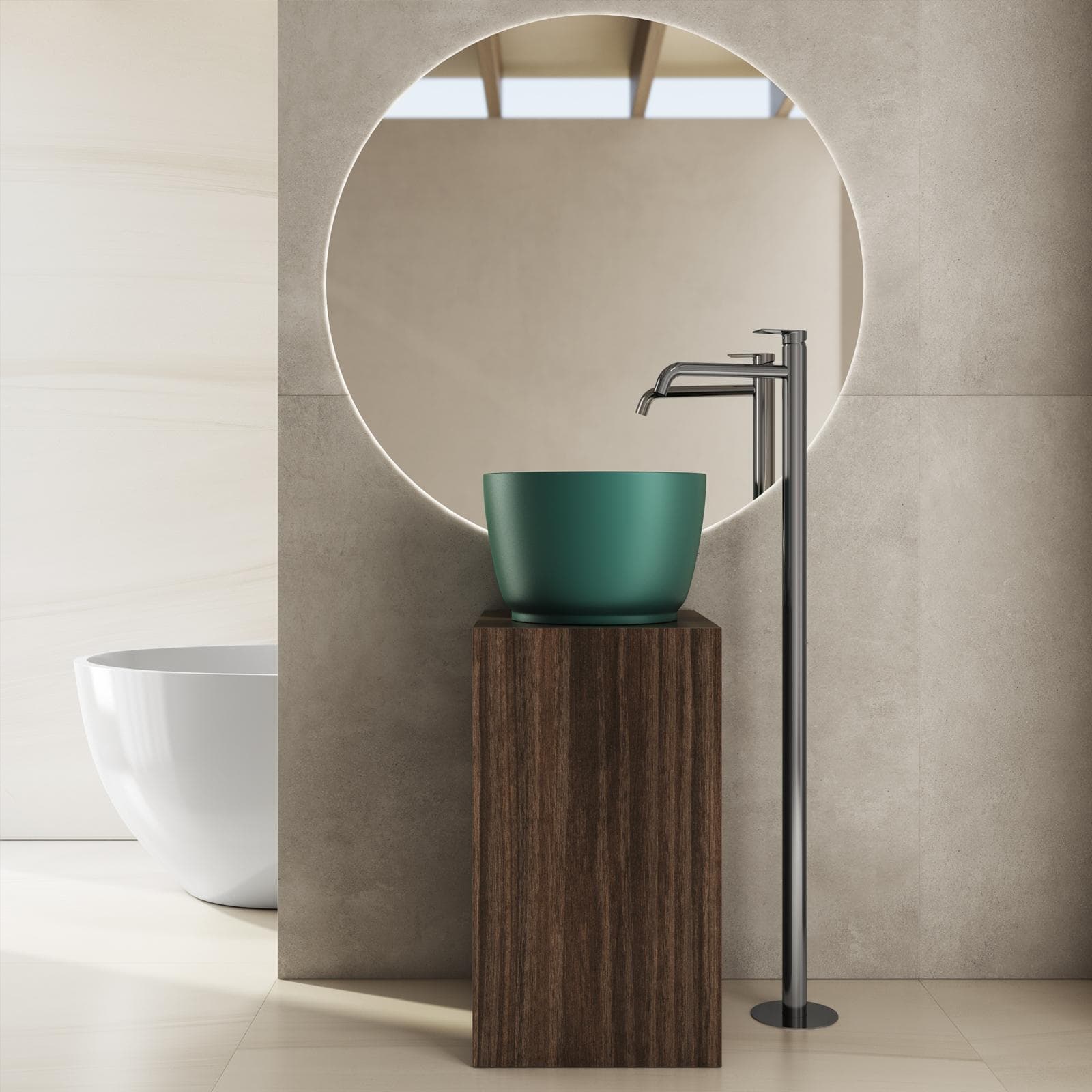 Lavabo d'appoggio 38x24,5 h cm verde inglese opaco - Capital