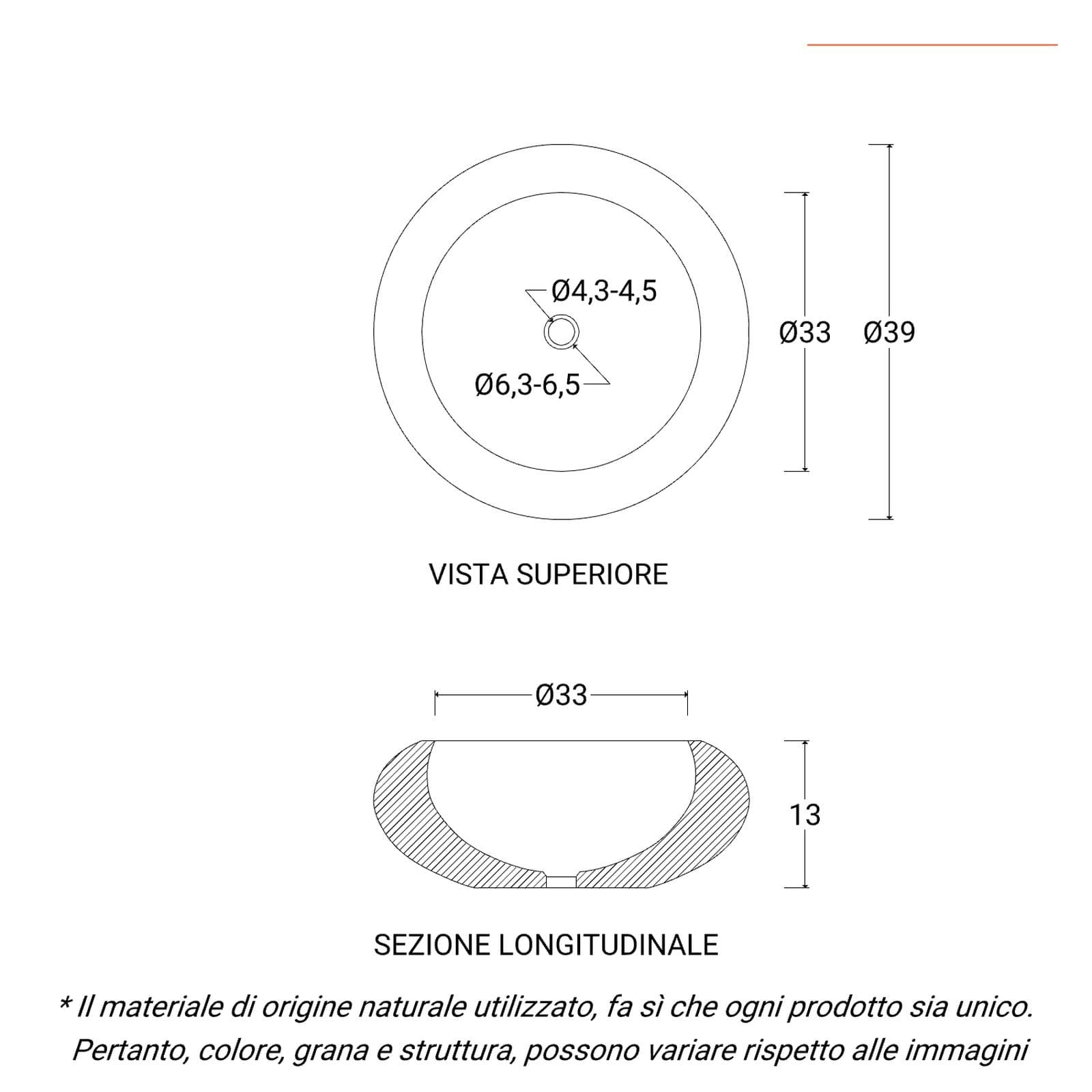 Lavabo d'appoggio 39 x 13h cm bianco in battuto di terrazzo veneziano - Marks