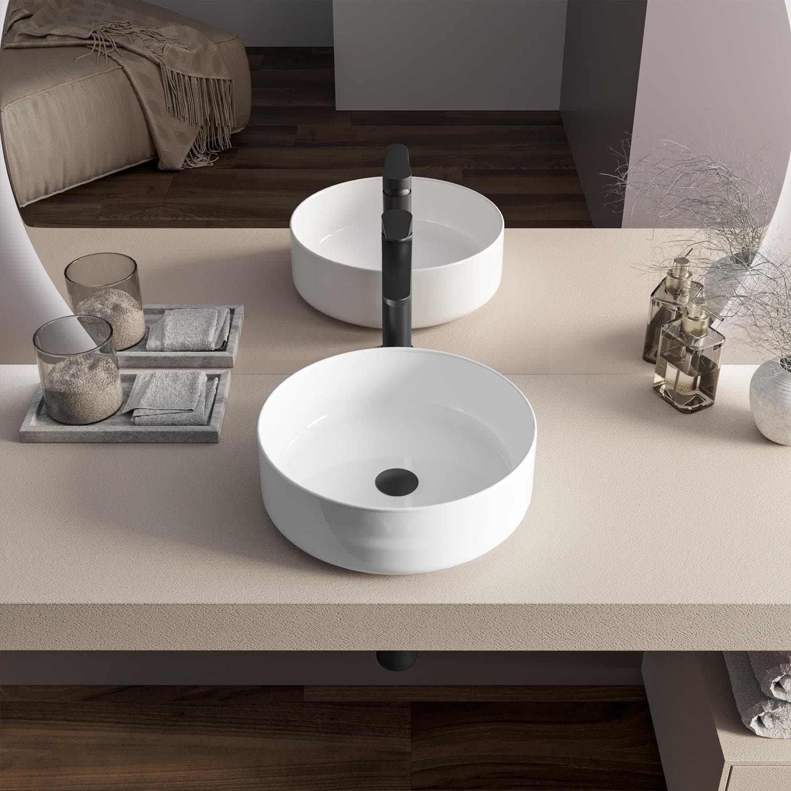 Lavabo d'appoggio 40x13 cm in ceramica bianco - Cloe