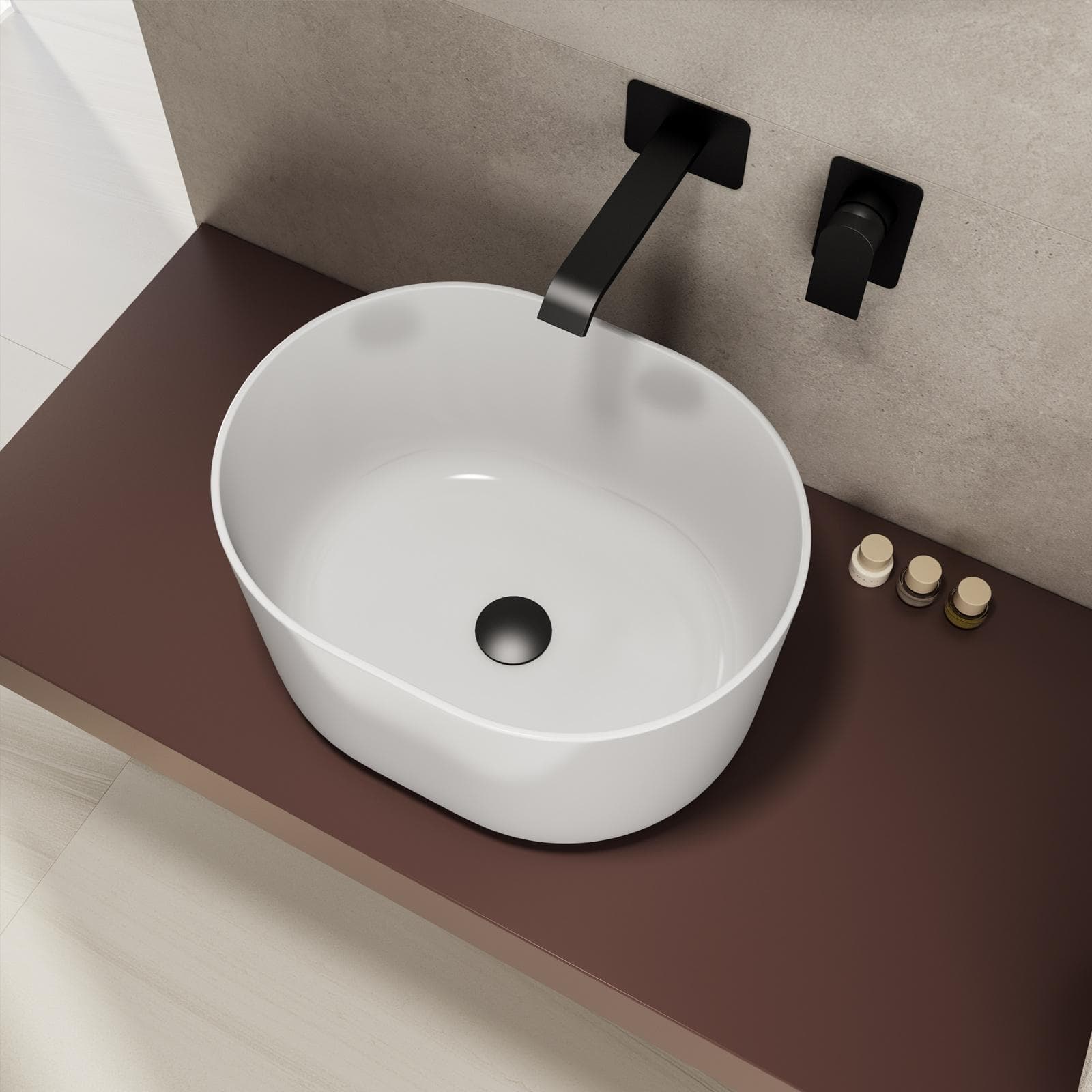 Lavabo d'appoggio 45,5x25 h cm bianco lucido - Capital