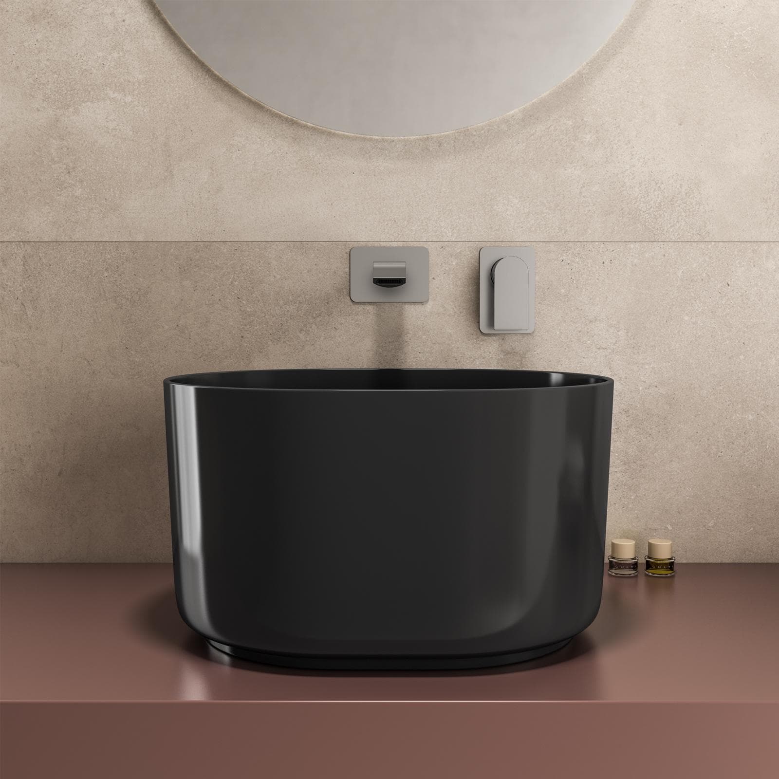 Lavabo d'appoggio 45,5x25 h cm nero lucido - Capital