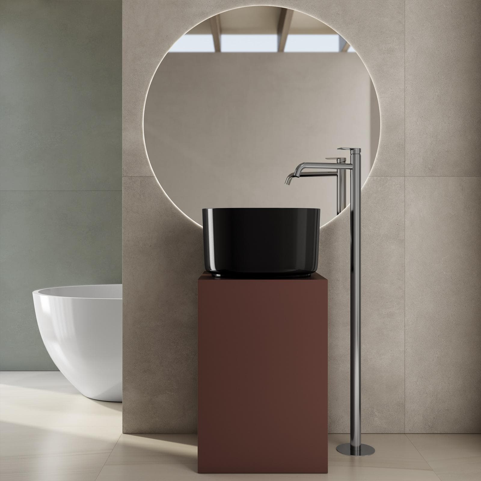 Lavabo d'appoggio 45,5x25 h cm nero lucido - Capital