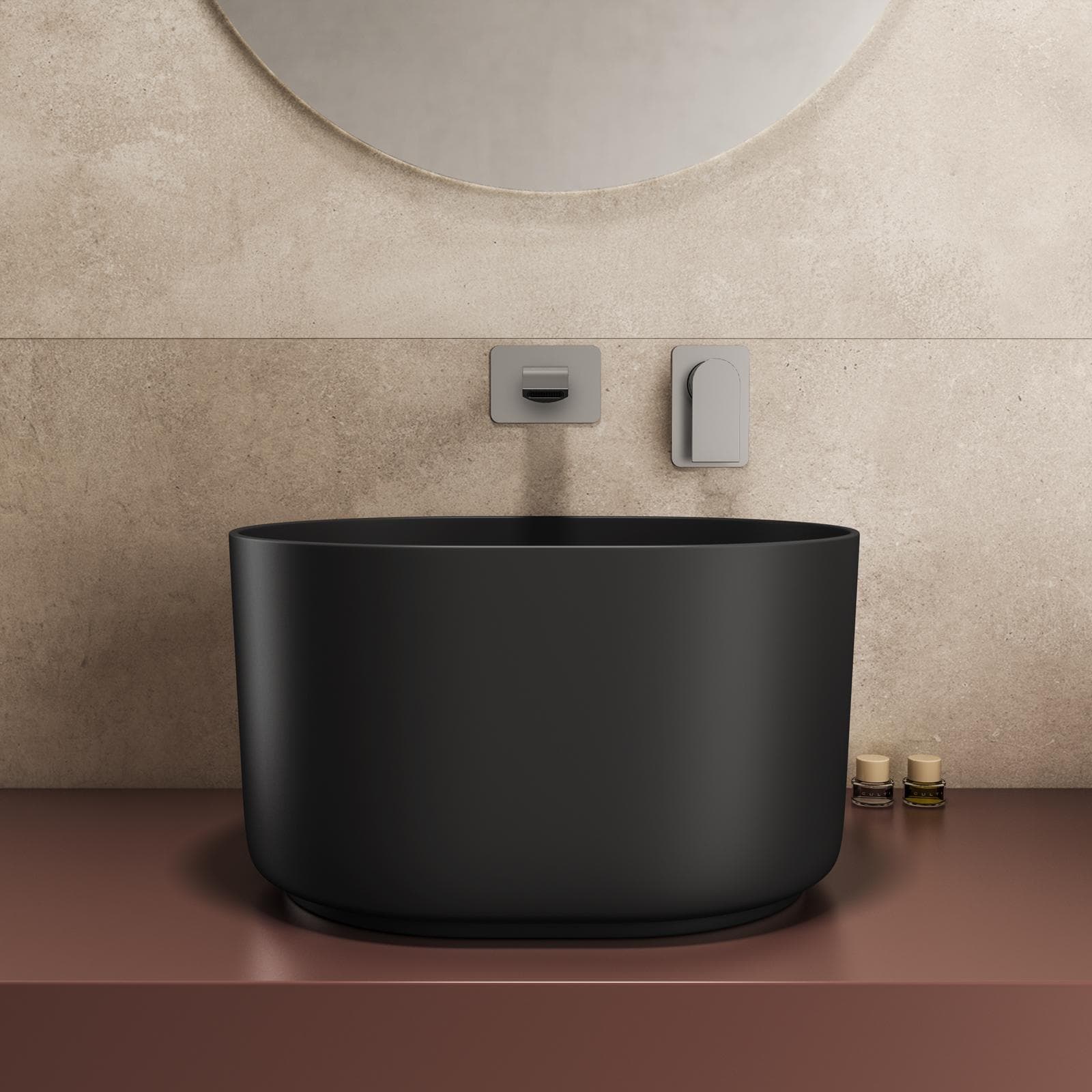 Lavabo d'appoggio 45,5x25 h cm nero opaco - Capital