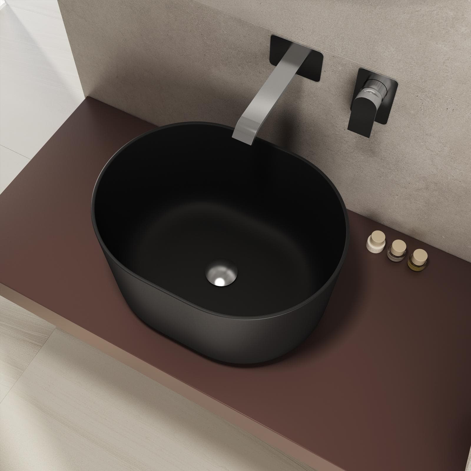 Lavabo d'appoggio 45,5x25 h cm nero opaco - Capital