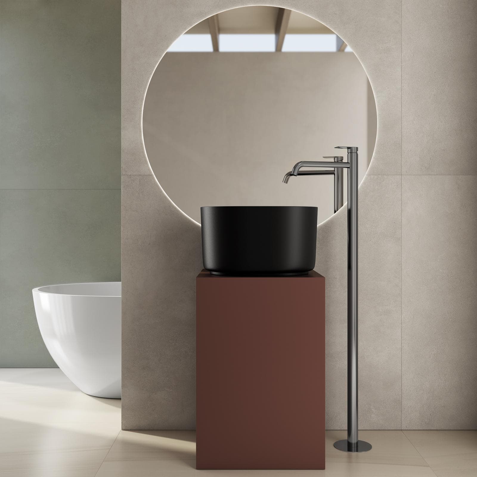 Lavabo d'appoggio 45,5x25 h cm nero opaco - Capital