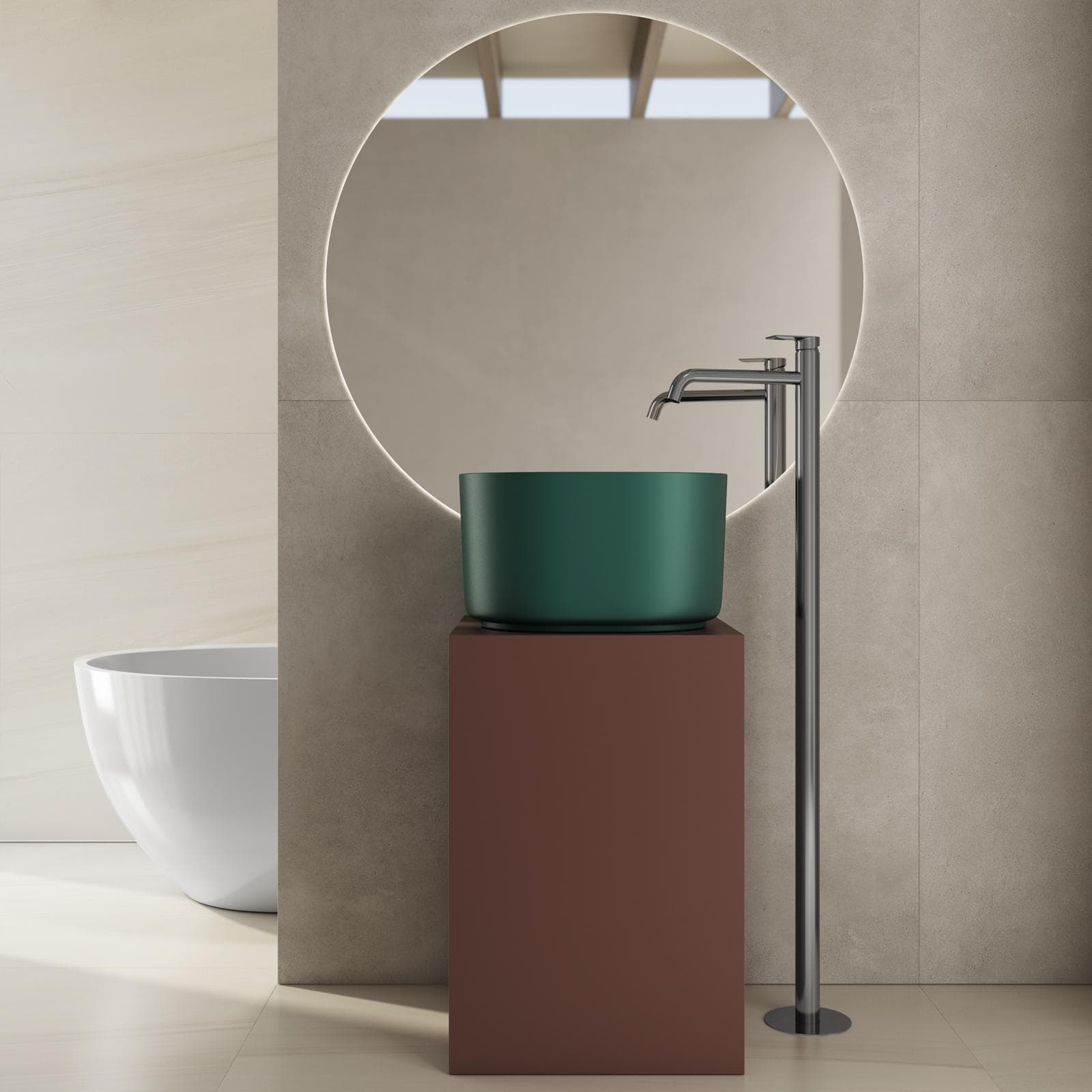 Lavabo d'appoggio 45,5x25 h cm verde inglese opaco - Capital