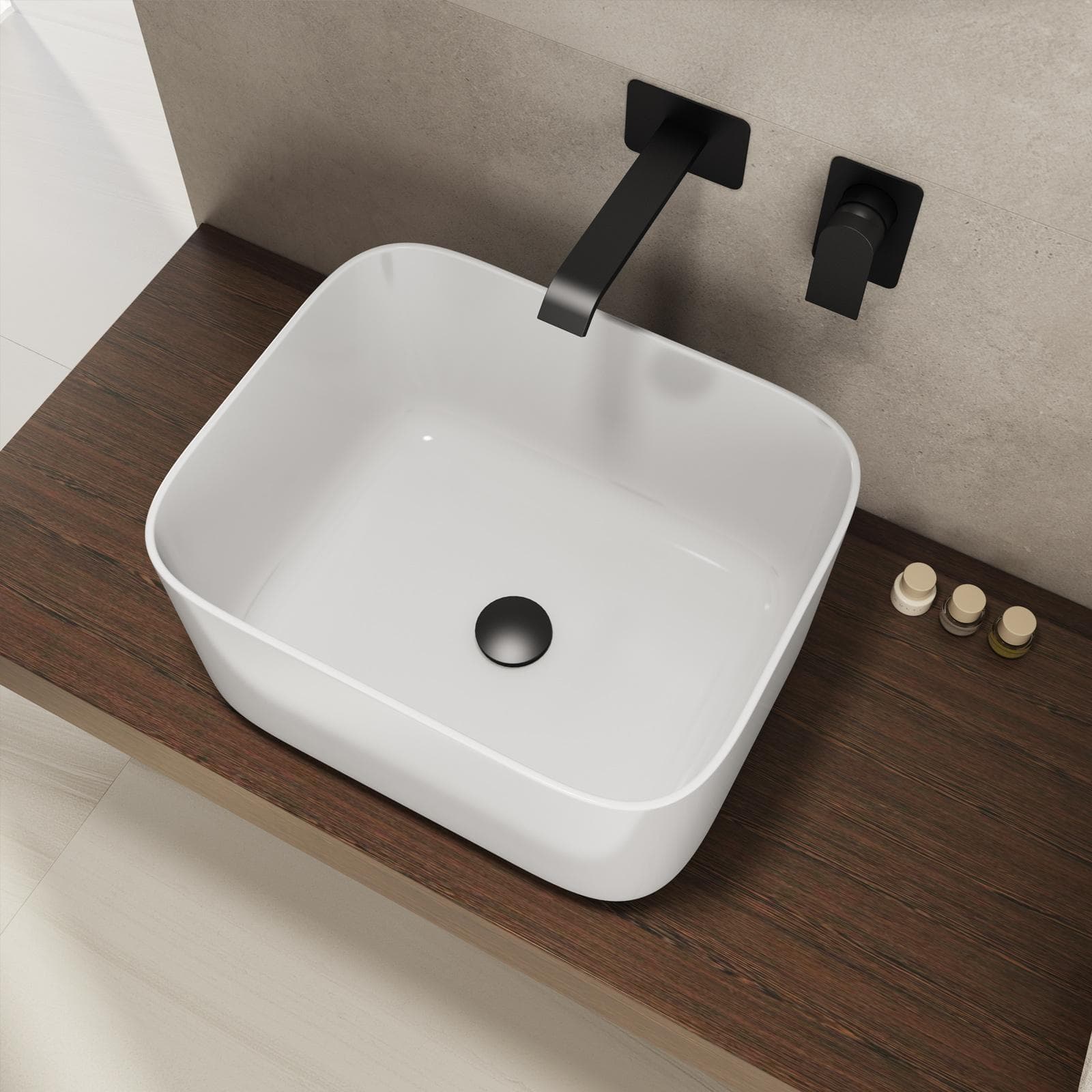 Lavabo d'appoggio 46,5x25 h cm bianco lucido - Capital