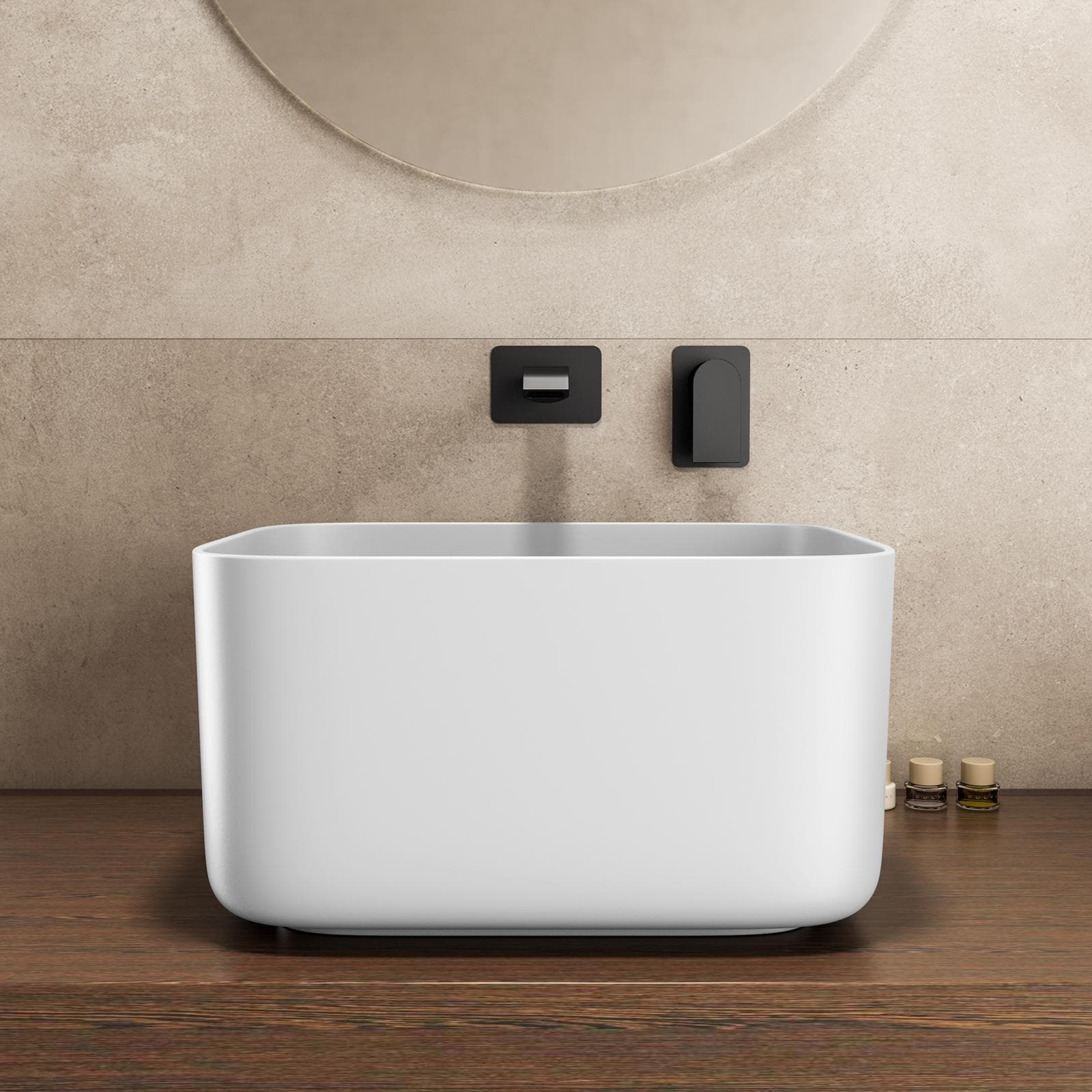 Lavabo d'appoggio 46,5x25 h cm bianco opaco - Capital