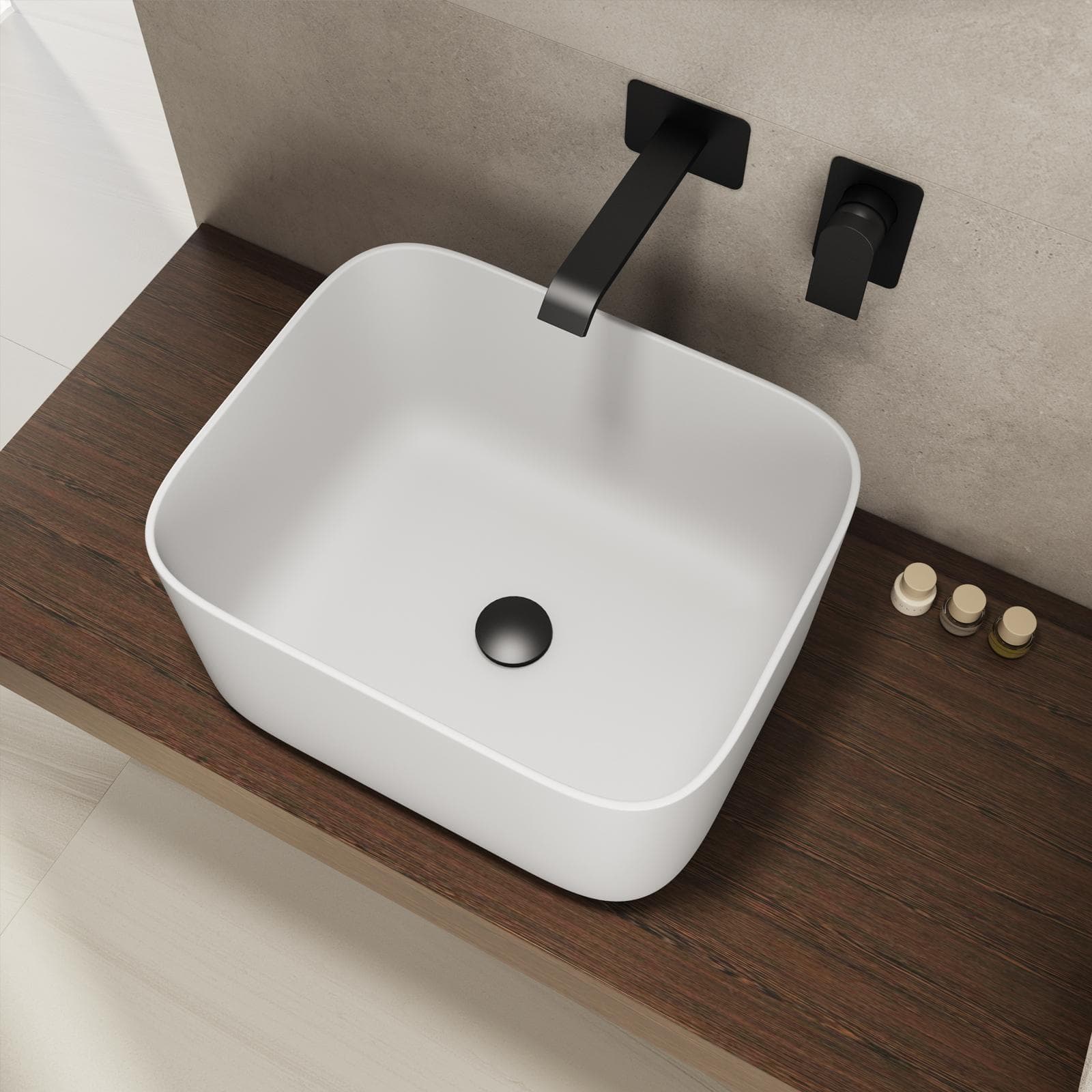 Lavabo d'appoggio 46,5x25 h cm bianco opaco - Capital