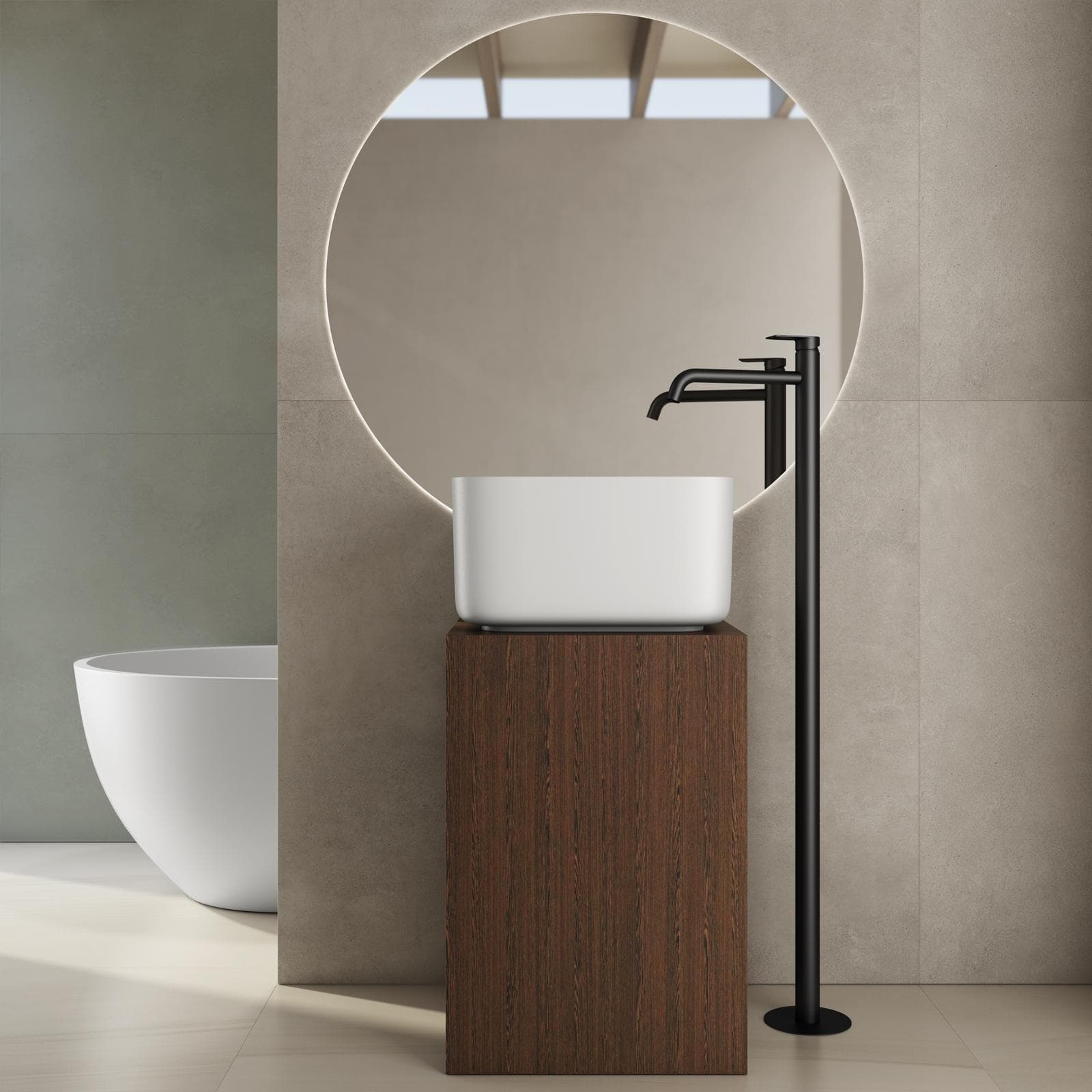 Lavabo d'appoggio 46,5x25 h cm bianco opaco - Capital