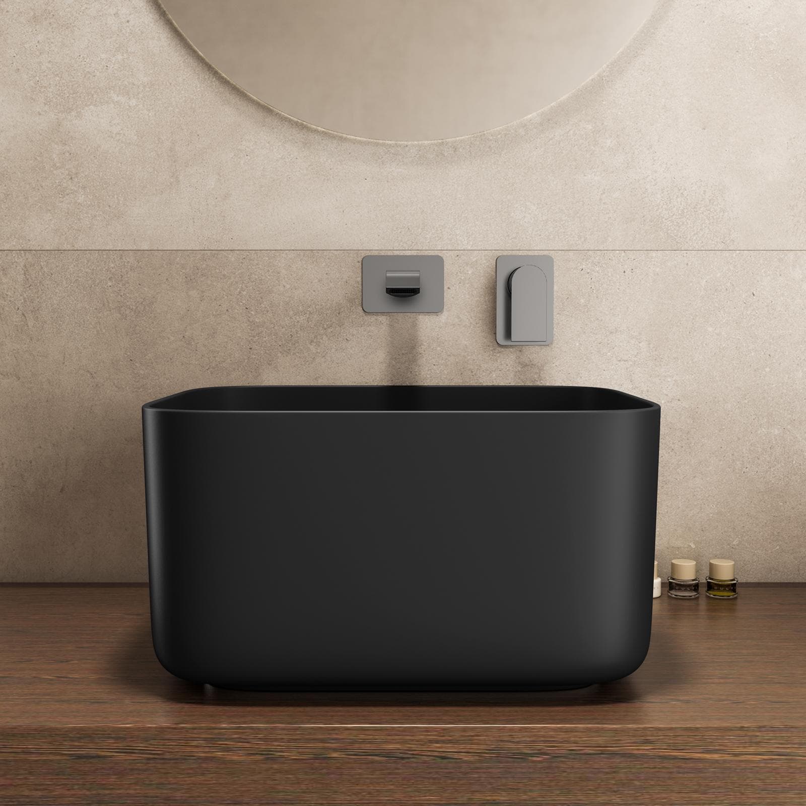 Lavabo d'appoggio 46,5x25 h cm nero opaco - Capital