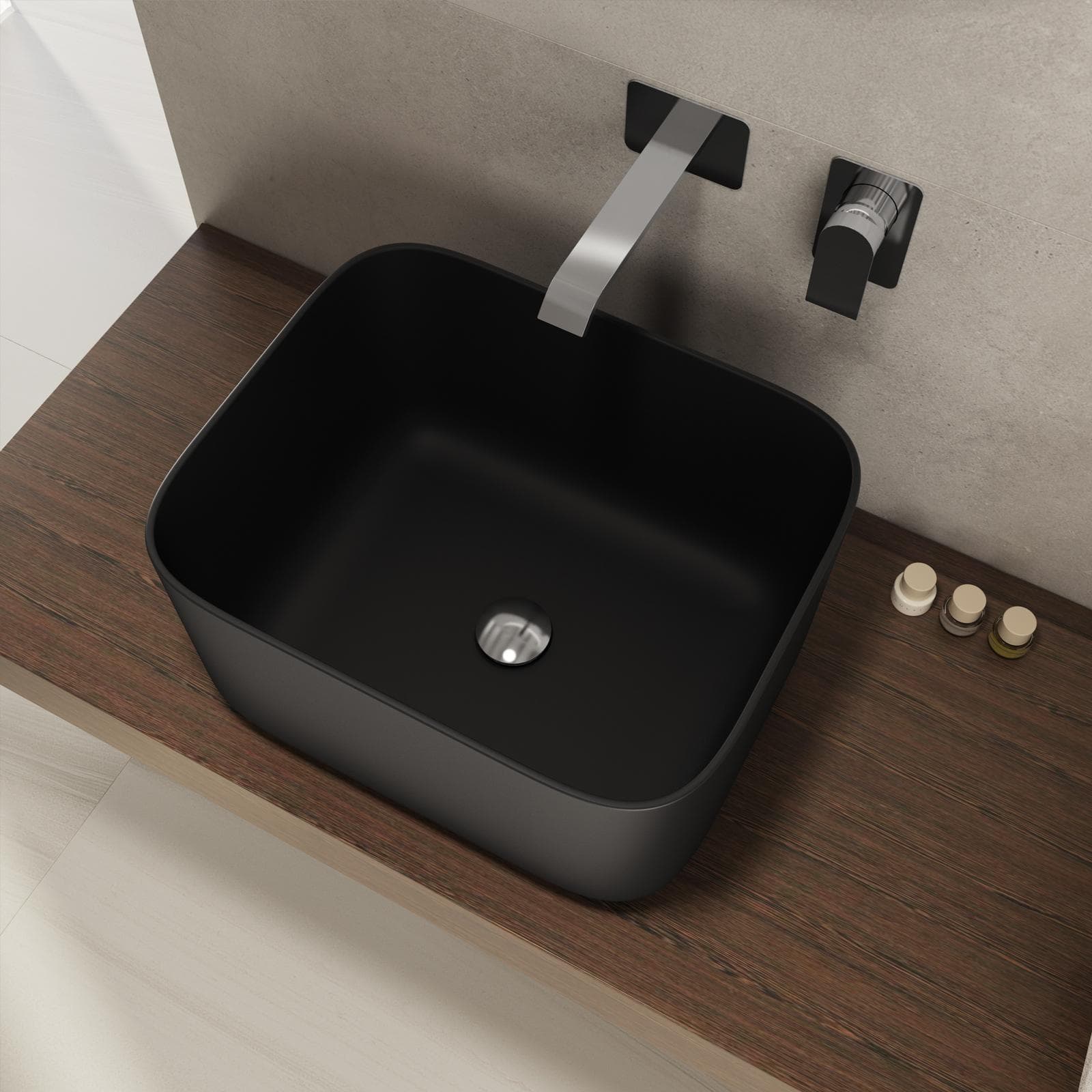 Lavabo d'appoggio 46,5x25 h cm nero opaco - Capital